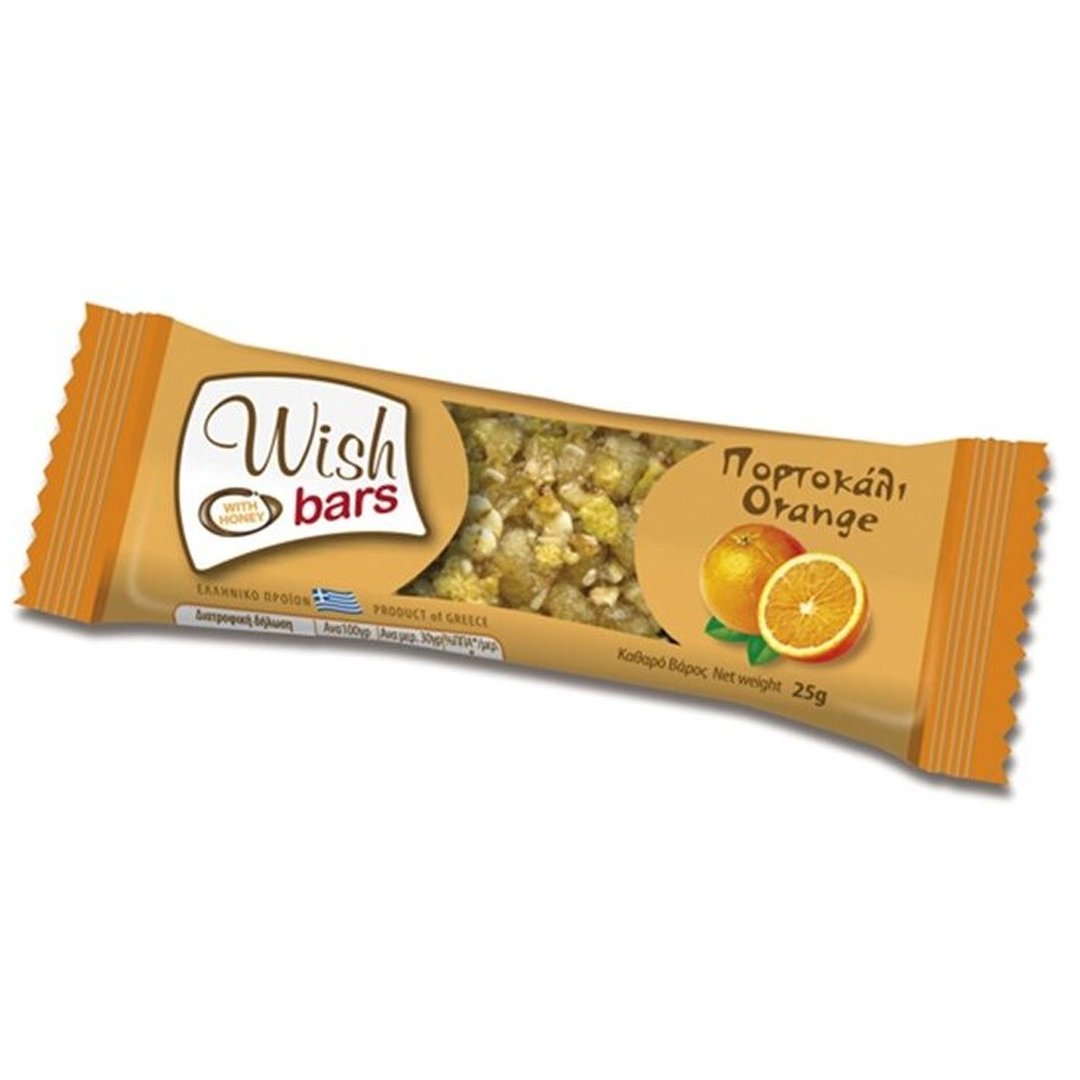 Wish Wish Bars Cereals & Orange Μπάρα Υγιεινής Διατροφής Χωρίς Ζάχαρη με Δημητριακά & Πορτοκάλι 25g