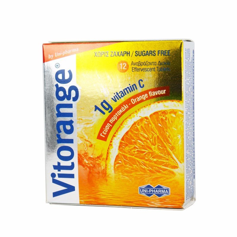 Uni-Pharma Uni-Pharma Vitorange 1gr Vitamin C Sugar Free Συμπλήρωμα Διατροφής για την Προστασία του Ανοσοποιητικού Συστήματος 12 Effer.tabs