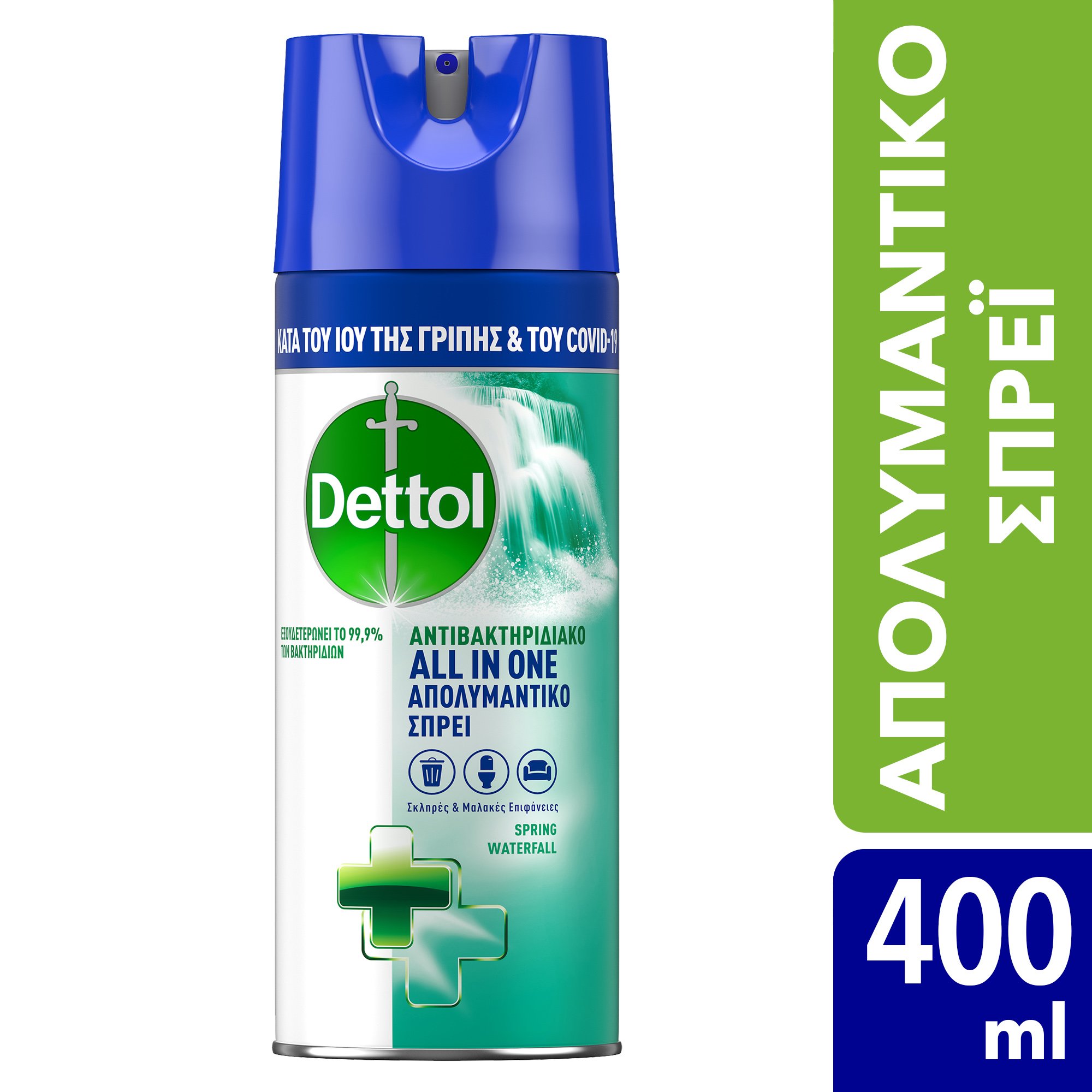 Dettol Dettol All in One Spray Spring Waterfall Απολυμαντικό Αντιβακτηριδιακό Σπρέι για Σκληρές & Μαλακές Επιφάνειες 400ml