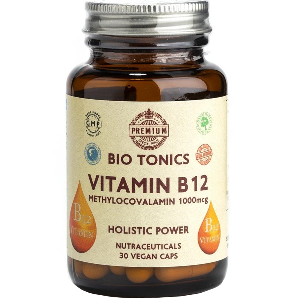 Bio Tonics Bio Tonics Vitamin B12 1000μg Συμπλήρωμα Διατροφής Βιταμίνης Β12 για την Καλή Λειτουργία του Νευρικού Συστήματος 30veg.caps