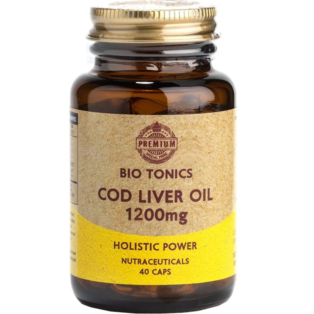 Bio Tonics Bio Tonics Cod Liver Oil 1200mg Συμπλήρωμα Διατροφής Μουρουνέλαιου Πλούσιο σε Ωμέγα 3 Λιπαρά Οξέα για τη Σωστή Λειτουργία της Καρδιάς, του Εγκεφάλου & της Όρασης 40caps