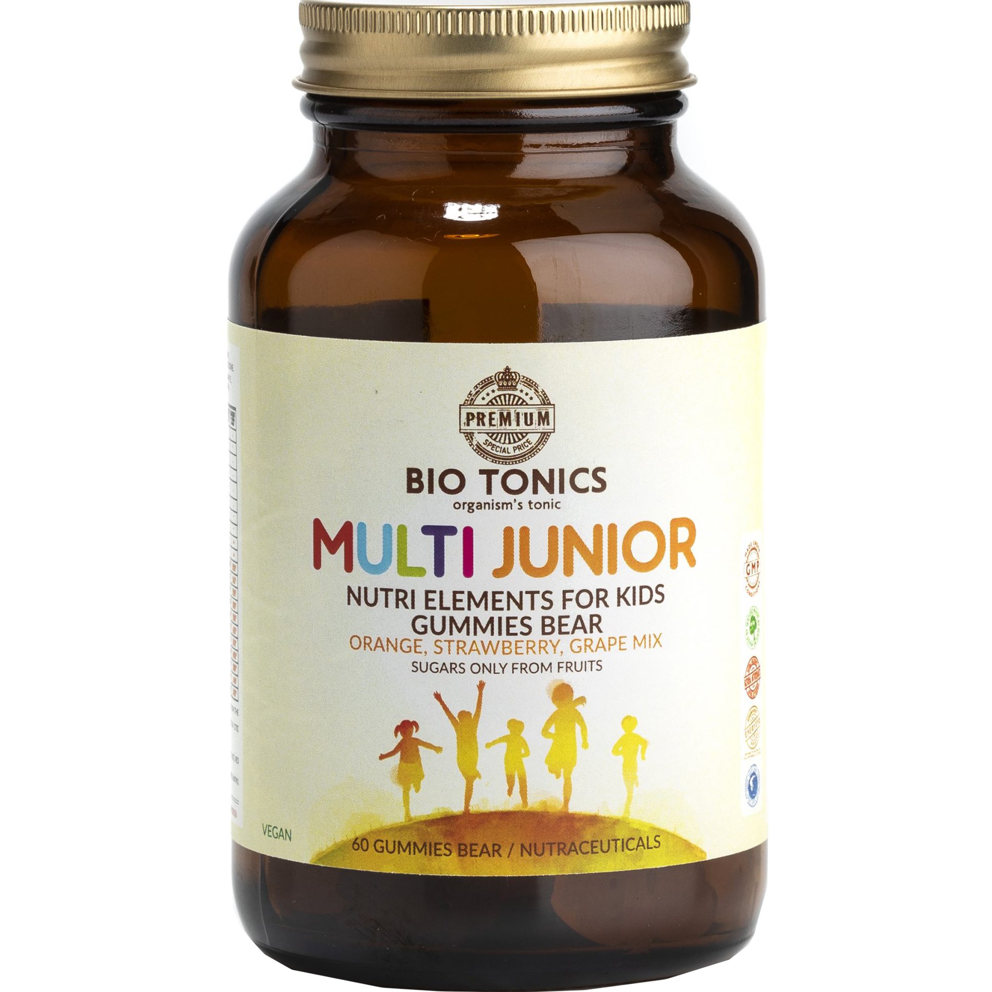 Bio Tonics Bio Tonics Multi Junior Nutri Elements for Kids Συμπλήρωμα Διατροφής Πολυβιταμινών, Μετάλλων & Ιχνοστοιχείων για Παιδιά που Συμβάλει στη Φυσιολογική Ανάπτυξη Οστών, Δοντιών & Οφθαλμών, Ενίσχυση Ανοσοποιητικού & Ενέργεια με Γεύση Φρούτων 60 Ζελεδάκια