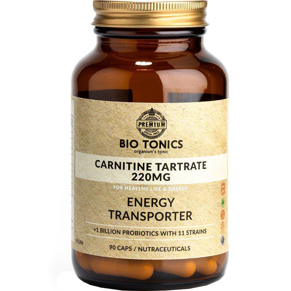 Bio Tonics Bio Tonics Carnitine Tartrate 220mg Συμπλήρωμα Διατροφής Αμινοξέος Καρνιτίνης σε Τρυγική Μορφή & Μείγματος Προβιοτικών για Ενίσχυση του Μεταβολισμού σε Κυτταρικό Επίπεδο, Ενέργεια & Αποκατάσταση 90caps