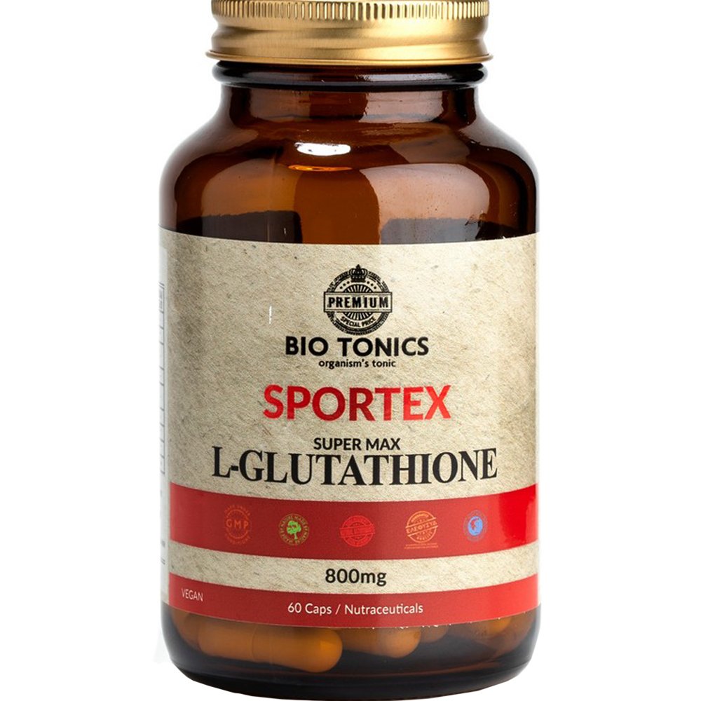 Bio Tonics Bio Tonics Sportex Super Max L-Glutathione 800mg Συμπλήρωμα Διατροφής Αμινοξέος Γλουταθειόνης για Αποτοξίνωση του Ήπατος & Ανάπλαση Ιστών με Ισχυρές Αντιοξειδωτικές Ιδιότητες 60caps