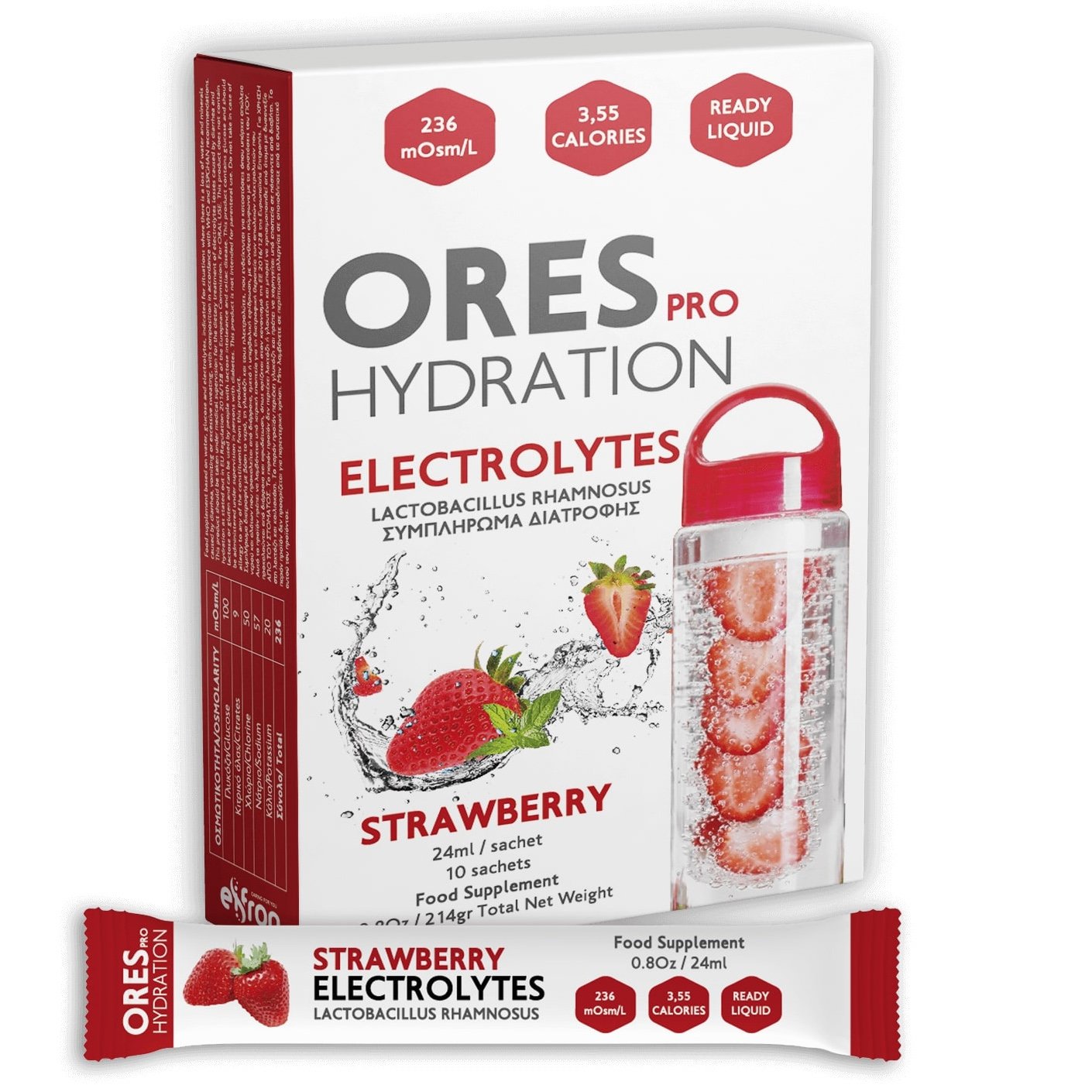 Eifron Ores Pro Hydration Electrolytes Συμπλήρωμα Διατροφής για Ενυδάτωση του Οργανισμού Φράουλα 10 Sachets φωτογραφία