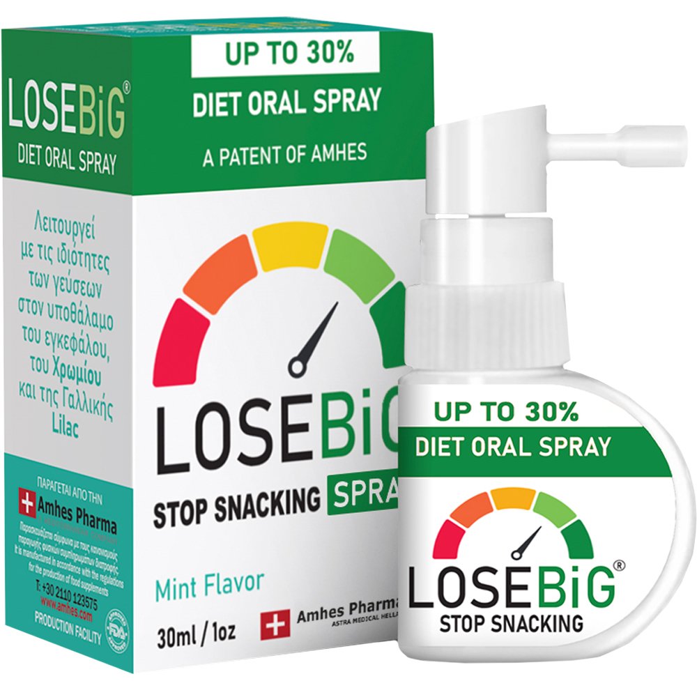 Losebig Losebig Stop Snacking Diet Oral Spray Συμπλήρωμα Διατροφής σε Μορφή Spray με Χρώμιο & Εκχυλίσματα Βοτάνων για Έλεγχο της Όρεξης, Κατά του Τσιμπολογήματος & Απώλεια Βάρους με Γεύση Μέντα 30ml