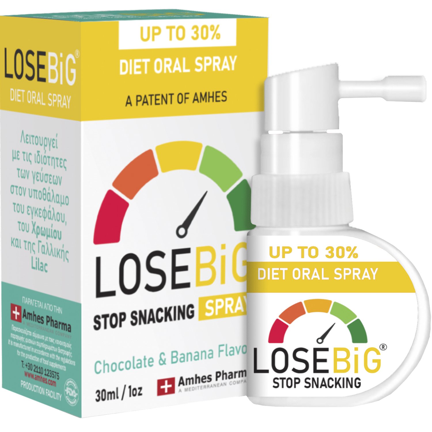 Losebig Losebig Stop Snacking Diet Oral Spray Συμπλήρωμα Διατροφής σε Μορφή Spray με Χρώμιο & Εκχυλίσματα Βοτάνων για Έλεγχο της Όρεξης, Κατά του Τσιμπολογήματος & Απώλεια Βάρους με Γεύση Σοκολάτα & Μπανάνα 30ml