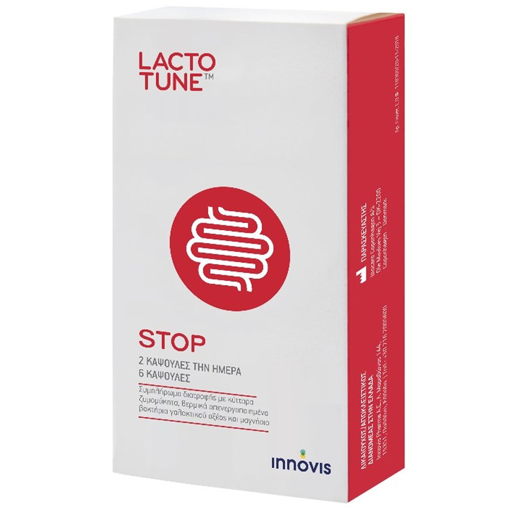 Lactotune Lactotune Stop Συμπλήρωμα Διατροφής με Προβιοτικά για τη Διατήρηση της Ισορροπίας του Μικροβιώματος του Πεπτικού Συστήματος 6caps