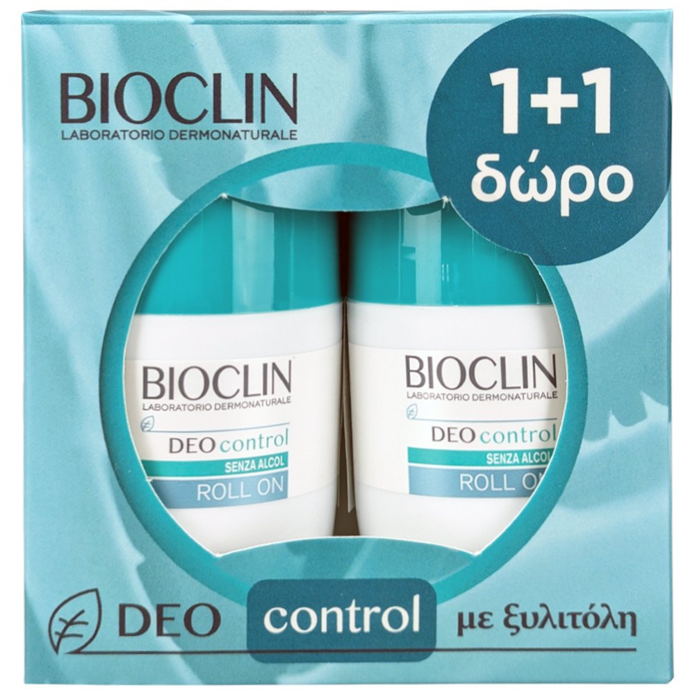 Bioclin Bioclin Deo Control Roll on Αποσμητικό με Ευχάριστο Άρωμα, Ιδανικό για να Αντιμετωπίζει την Υπεριδρωσία 2x50ml