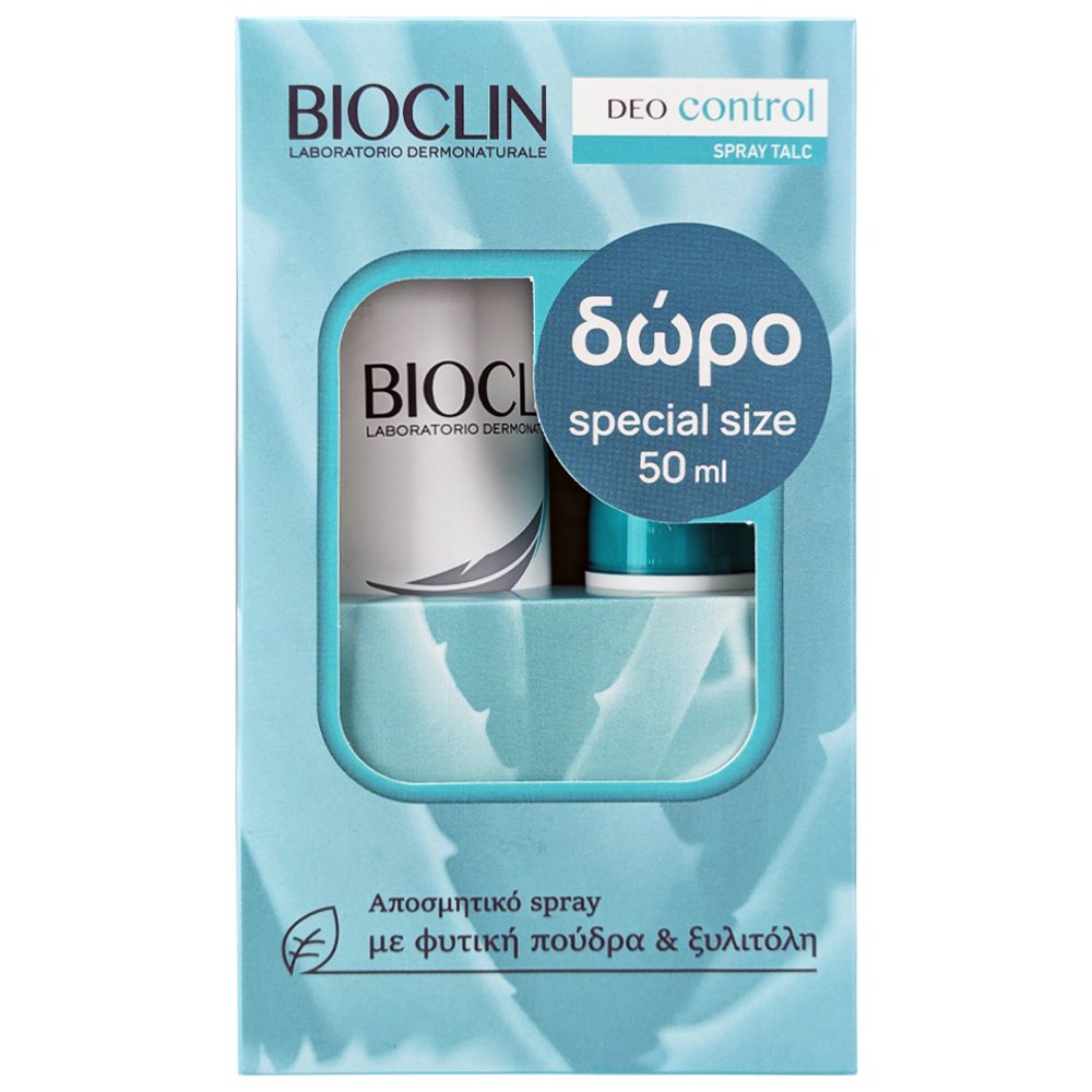 Bioclin Bioclin Deo Control Πακέτο Προσφοράς Spray Talc 150ml & Δώρο Mini Size Spray Talc 50ml,Αποσμητικό Spray με Διακριτικό Άρωμα, Ιδα