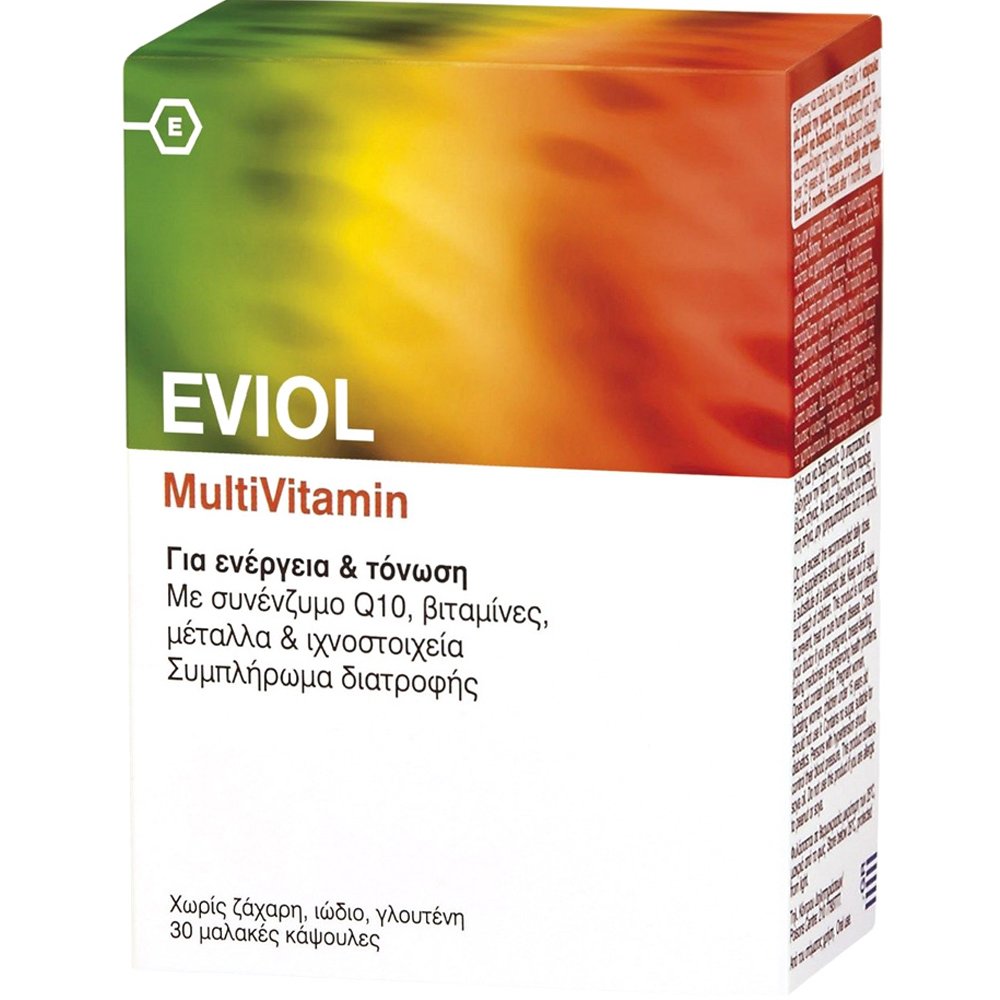 Eviol Eviol MultiVitamin Συμπλήρωμα Διατροφής Πολυβιταμινών με Συνένζυμο Q10, Μετάλλων & Ιχνοστοιχείων για Ενέργεια & Τόνωση 30caps