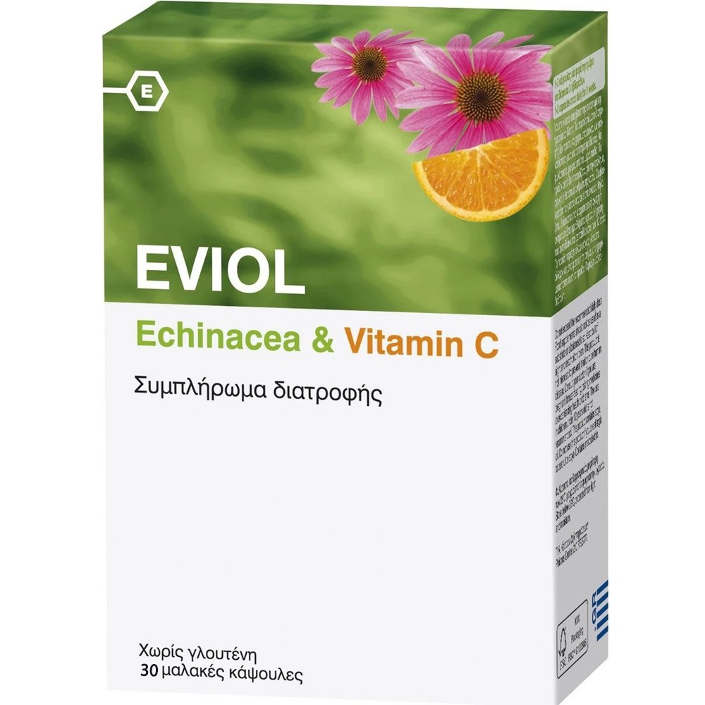 Eviol Eviol Echinacea & Vitamin C Συμπλήρωμα Διατροφής Εκχυλίσματος Εχινάκειας & Βιταμίνης C για Ενίσχυση του Ανοσοποιητικού 30 Softcaps