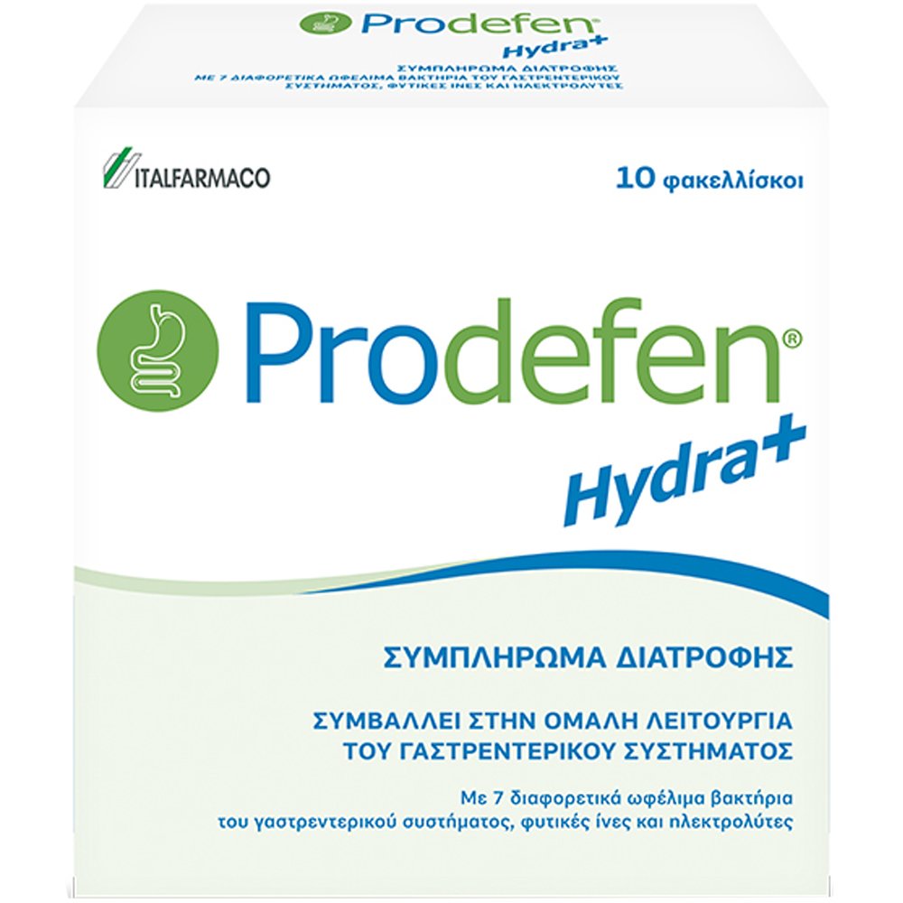 Italfarmaco Italfarmaco Prodefen Hydra Plus Συμπλήρωμα Διατροφής με Φρουκτοολιγοσακχαρίτες, 7 Είδη Ωφέλιμων Προβιοτικών Βακτηρίων & Ηλεκτρολύτες για τη Φυσιολογική Λειτουργία του Γαστρεντερικού & Ενυδάτωση 10 Sachets