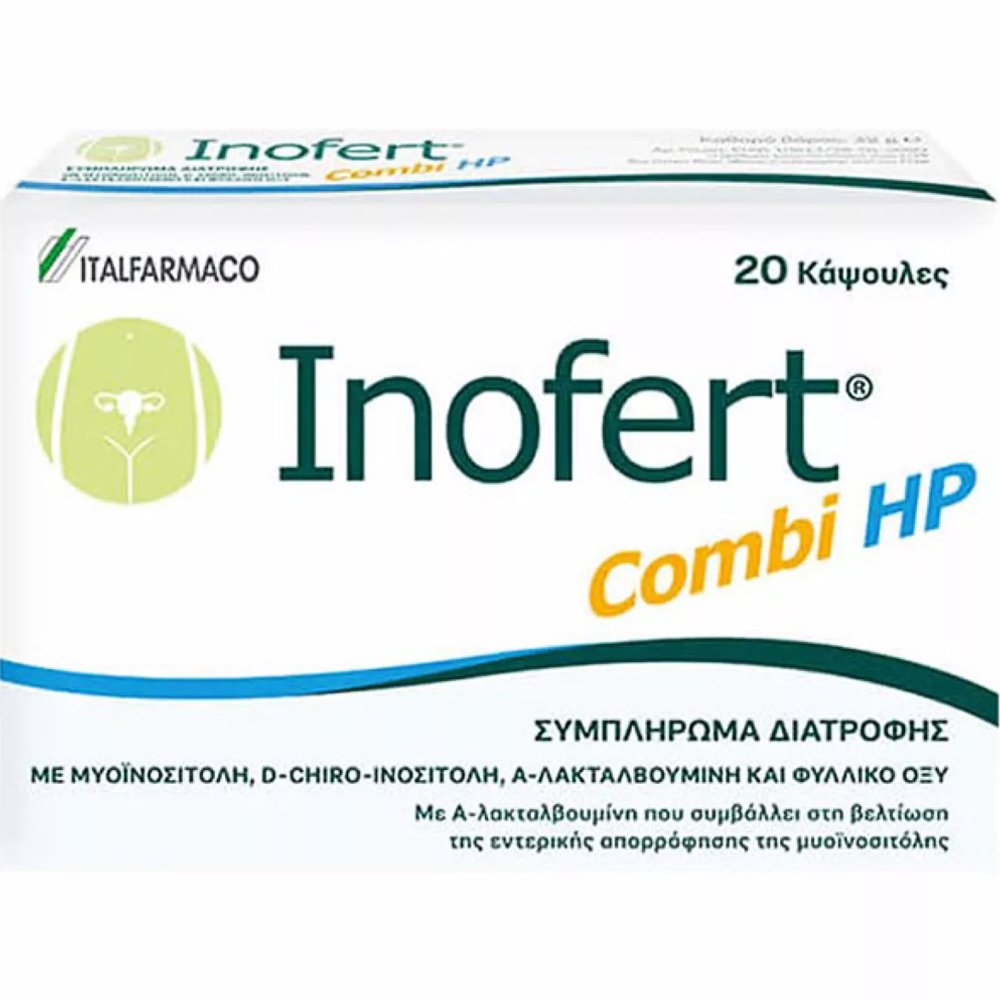 Italfarmaco Italfarmaco Inofert Combi HP Συμπλήρωμα Διατροφής για την Αντιμετώπιση των Συμπτωμάτων του Συνδρόμου Πολυκυστικών Ωοθηκών σε Υπέρβαρες Γυναίκες με ΔΜΣ> 25 20caps