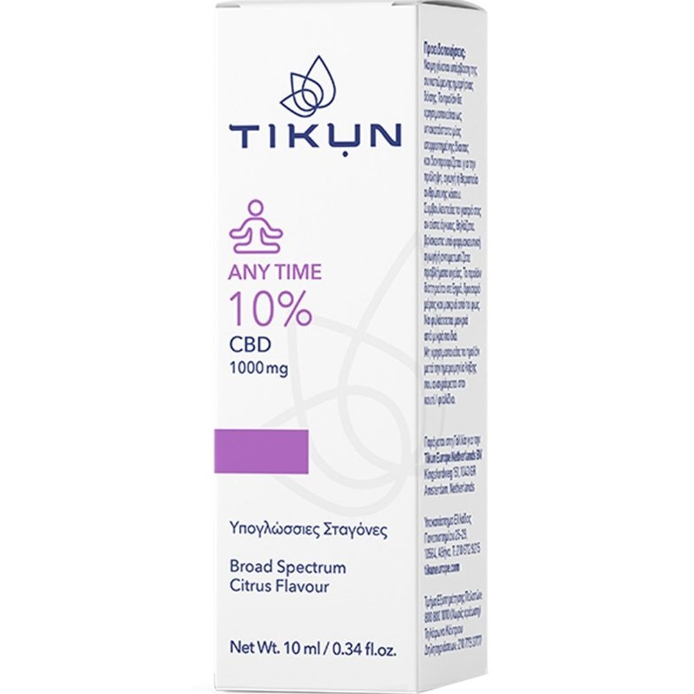 Tikun Tikun Any Time 10% CBD Υπογλώσσιες Σταγόνες Κανναβιδιόλης για Ευεξία & Αντιμετώπιση του Άγχους 10ml