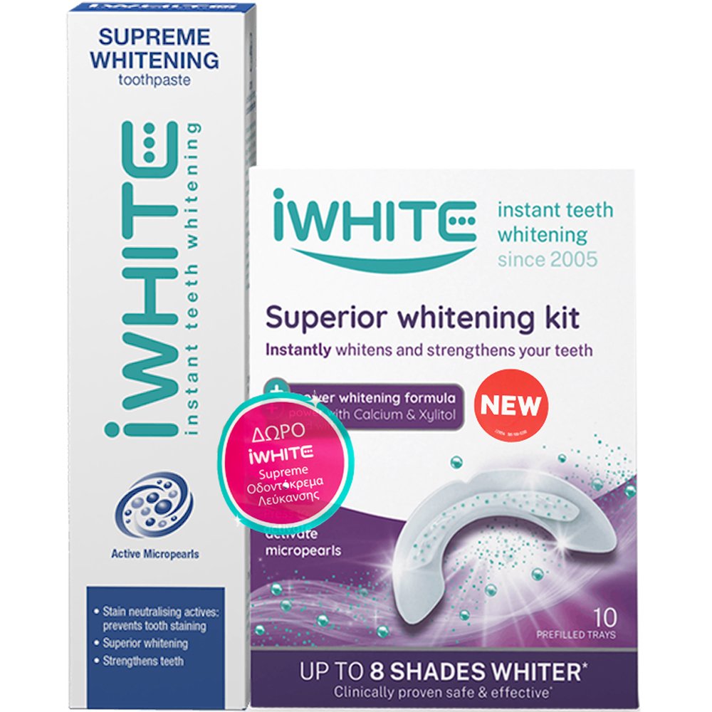 iWhite iWhite Promo Superior Whitening Kit Instant 10 Τεμάχια & Δώρο Supreme Whitening Toothpaste 75ml