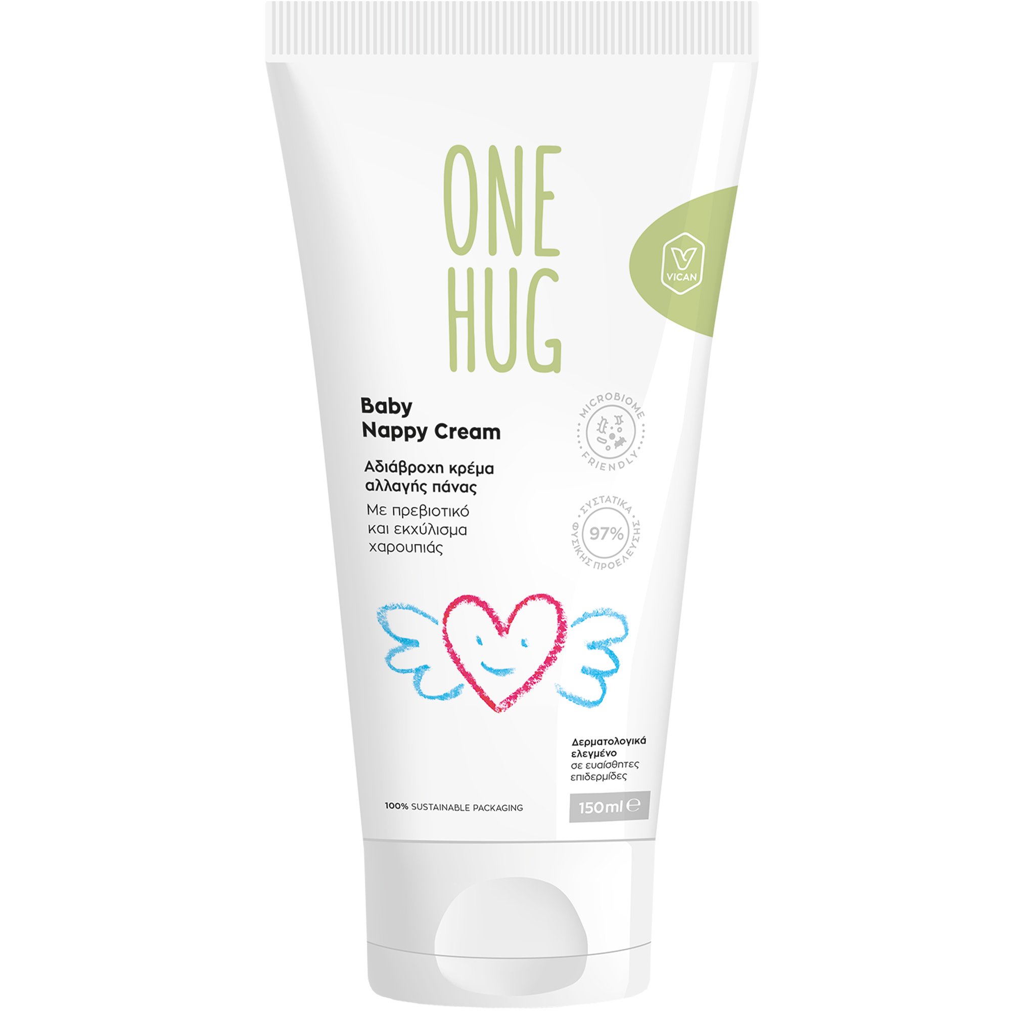 One Hug Baby Nappy Cream Αδιάβροχη Καταπραϋντική Κρέμα Αλλαγής Πάνας 150ml φωτογραφία