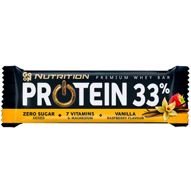 Go On Nutrition Premium Whey Protein 33% Bar with Vanilla Raspberry Flavour Μπάρα Πρωτεΐνης με Βανίλια & Βατόμουρο 50g φωτογραφία