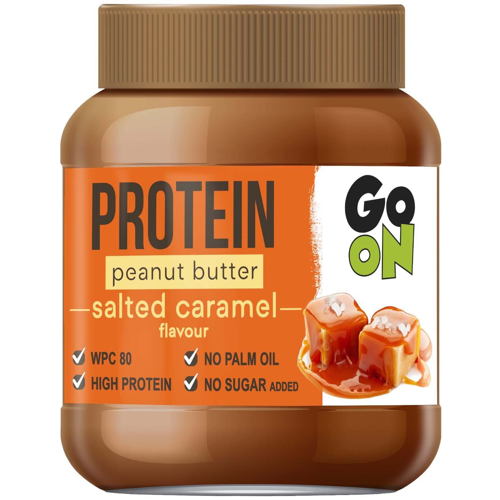 Go On Nutrition Go On Protein Peanut Butter Salted Caramel Απαλό Φυστικοβούτυρο Πρωτεΐνης με Γεύση Αλμυρής Καραμέλας 350g