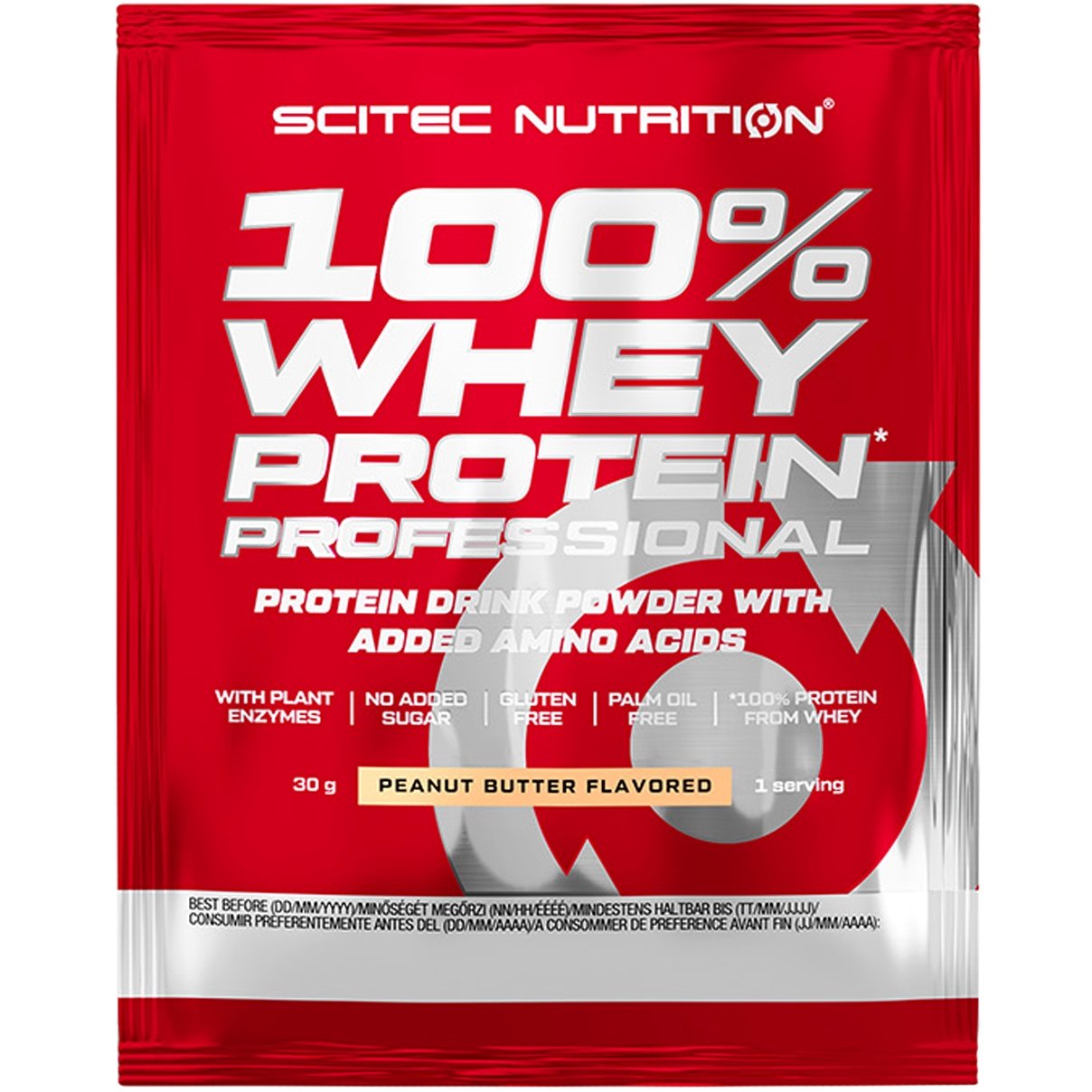 Scitec Nutrition Scitec Nutrition 100% Whey Protein Professional Συμπλήρωμα Διατροφής με Καθαρή Πρωτεΐνη Ορού Γάλακτος Εμπλουτισμένη με Αμινοξέα 30g - Peanut Butter