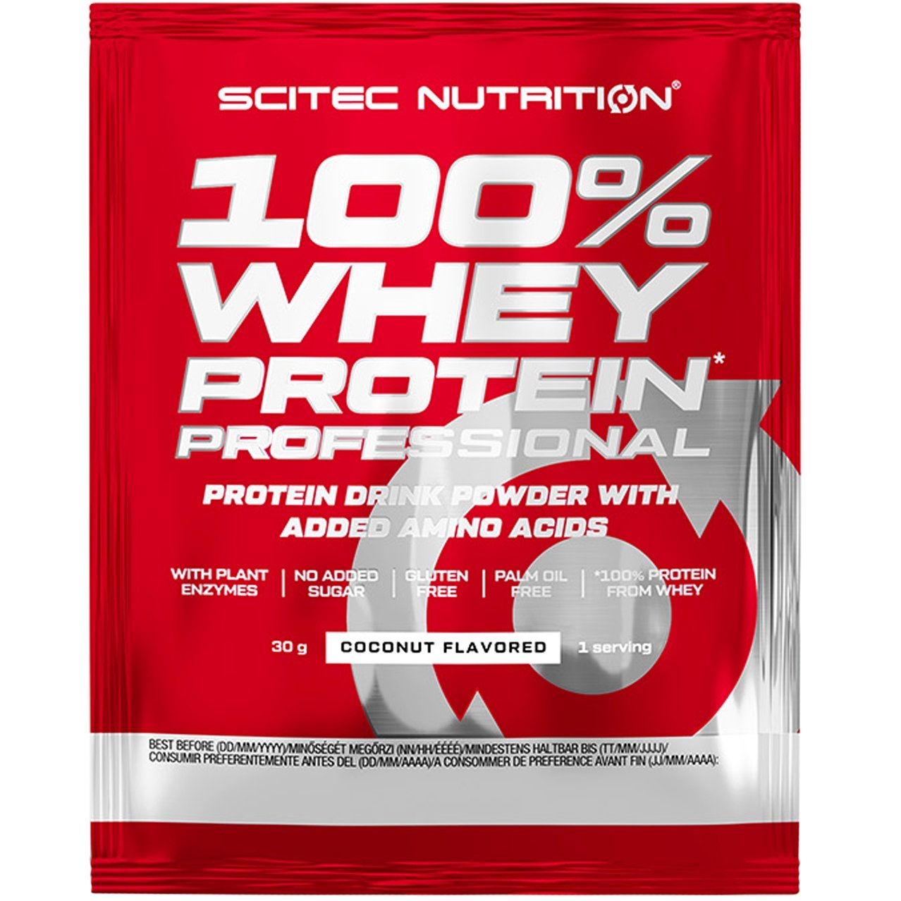 Scitec Nutrition Scitec Nutrition 100% Whey Protein Professional Συμπλήρωμα Διατροφής με Καθαρή Πρωτεΐνη Ορού Γάλακτος Εμπλουτισμένη με Αμινοξέα 30g - Coconut 