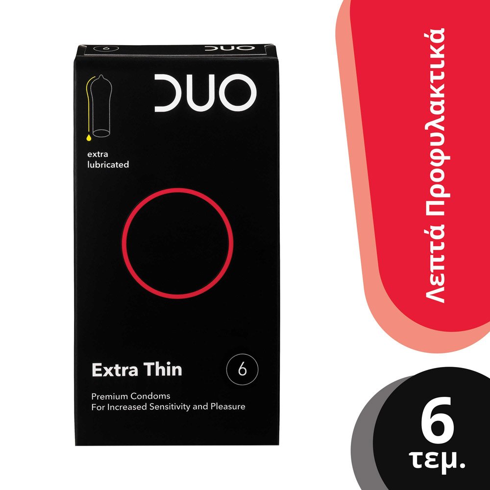 Duo Duo Extra Thin Premium Condoms Λεπτό Προφυλακτικό Για Μεγαλύτερη Αίσθηση & Ευχαρίστηση 6 Τεμάχια