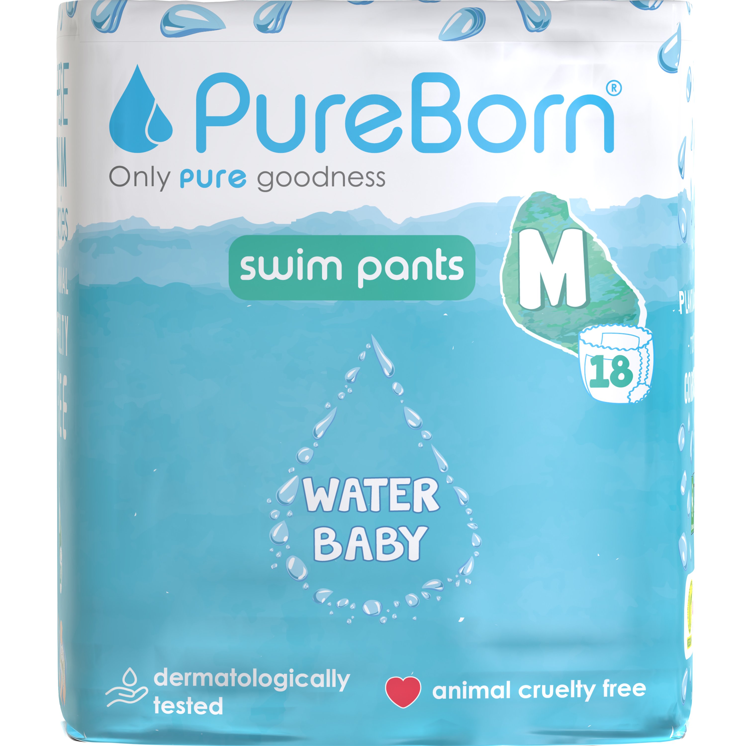 PureBorn Water Baby Swim Pants Medium (6-11kg) Βρεφική Πάνα - Μαγιό Εξαιρετικά Απαλό για τις Πρώτες Βουτιές με Σχέδιο Καρπούζι 18 Τεμάχια - Watermelon