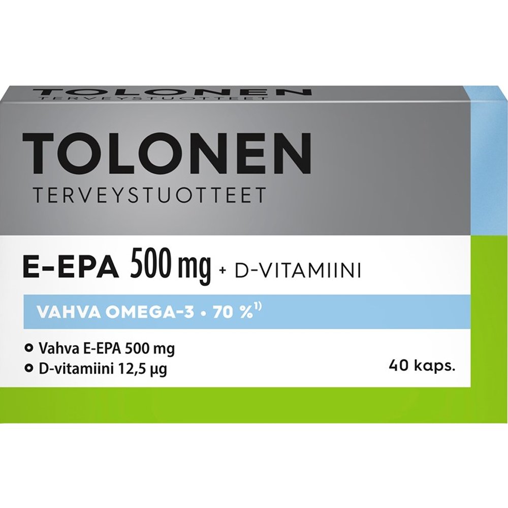 DOUNI Tolonen E-EPA 500mg & Vitamin D Συμπλήρωμα Διατροφής Ιχθυελαίου Πλούσιο σε Ω3 Λιπαρά Οξέα & Βιταμίνη D για την Καλή Λειτουργία του Εγκεφάλου, Καρδιαγγειακού Συστήματος, Οστών Μυών & Ανοσοποιητικού 40caps