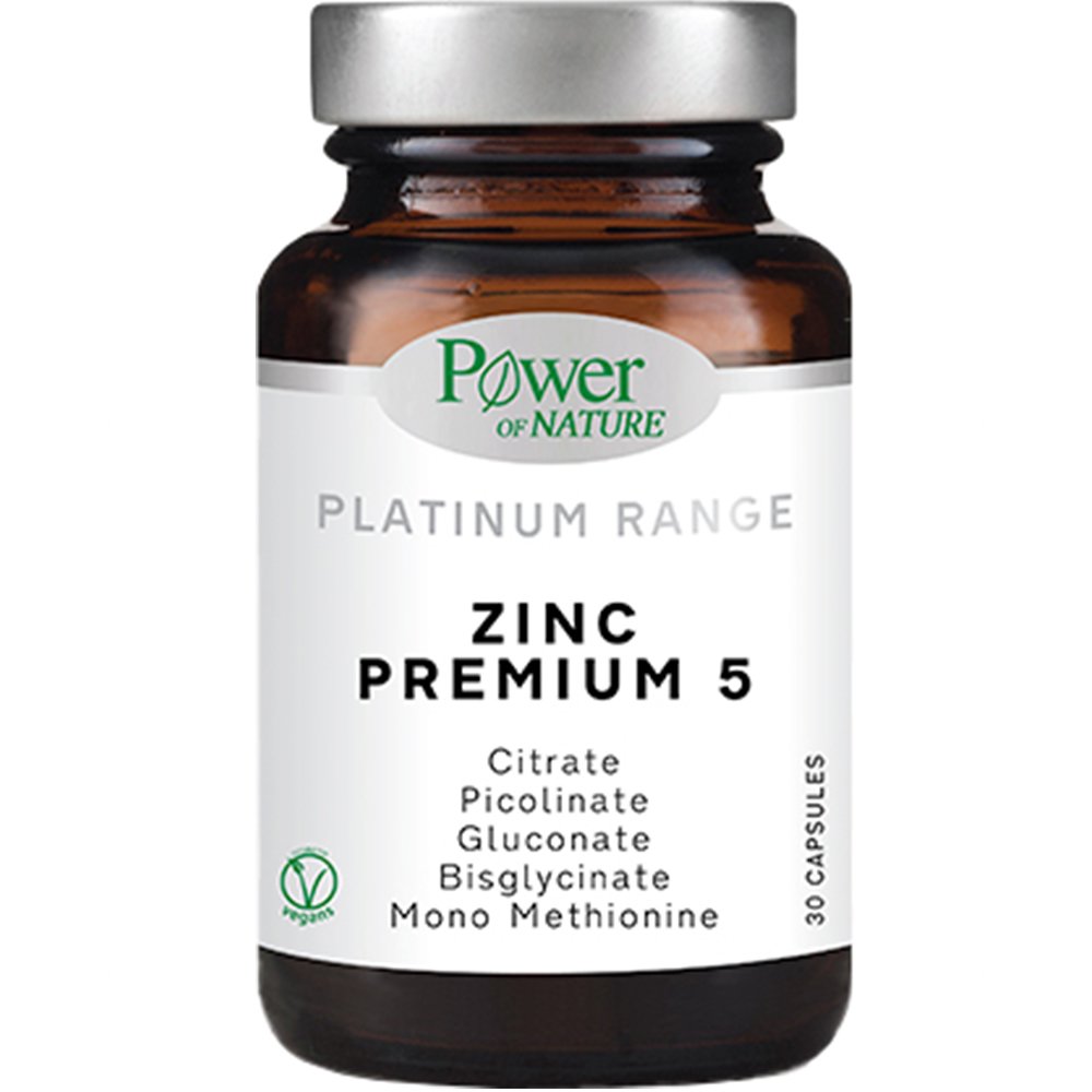 Power Health Power Health Platinum Range Zinc Premium 5 Συμπλήρωμα Διατροφής με Ψευδάργυρο & Χαλκό για τη Φυσιολογική Λειτουργία του Ανοσοποιητικού Συστήματος 30caps