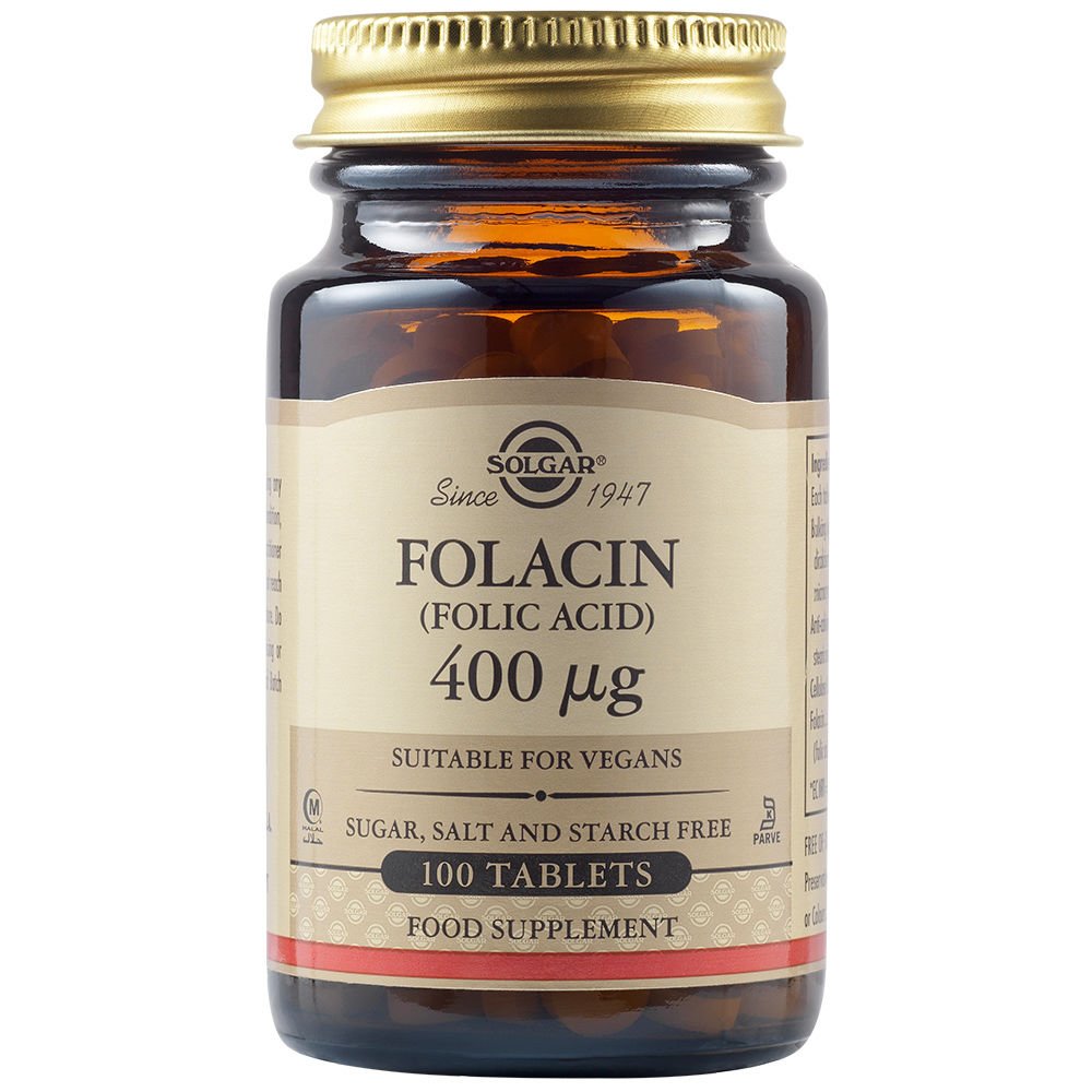 Solgar Folacin Folic Acid 400μg Συμπλήρωμα Διατροφής Φολικού Οξέος για την Υποστήριξη μια Καλής Εγκυμοσύνης 100tabs