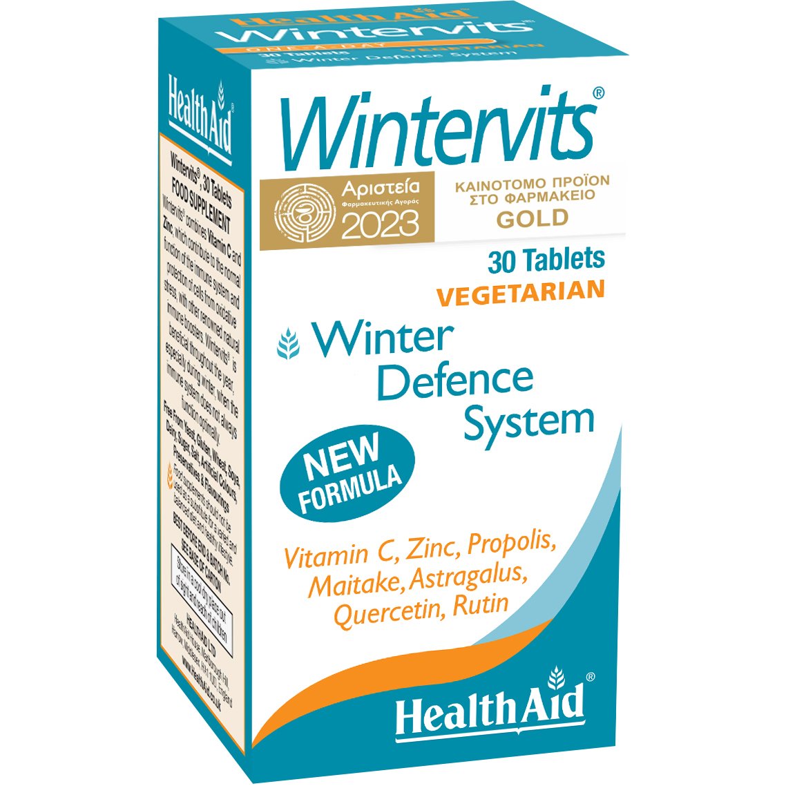 Health Aid Health Aid Wintervits Συμπλήρωμα Διατροφής Βιταμίνης C, Ψευδάργυρου, Πρόπολης & Εκχυλίσματος Βοτάνων για Ενίσχυση του Ανοσοποιητικού Συστήματος Κατά της Γρίπης & του Κρυολογήματος 30tabs