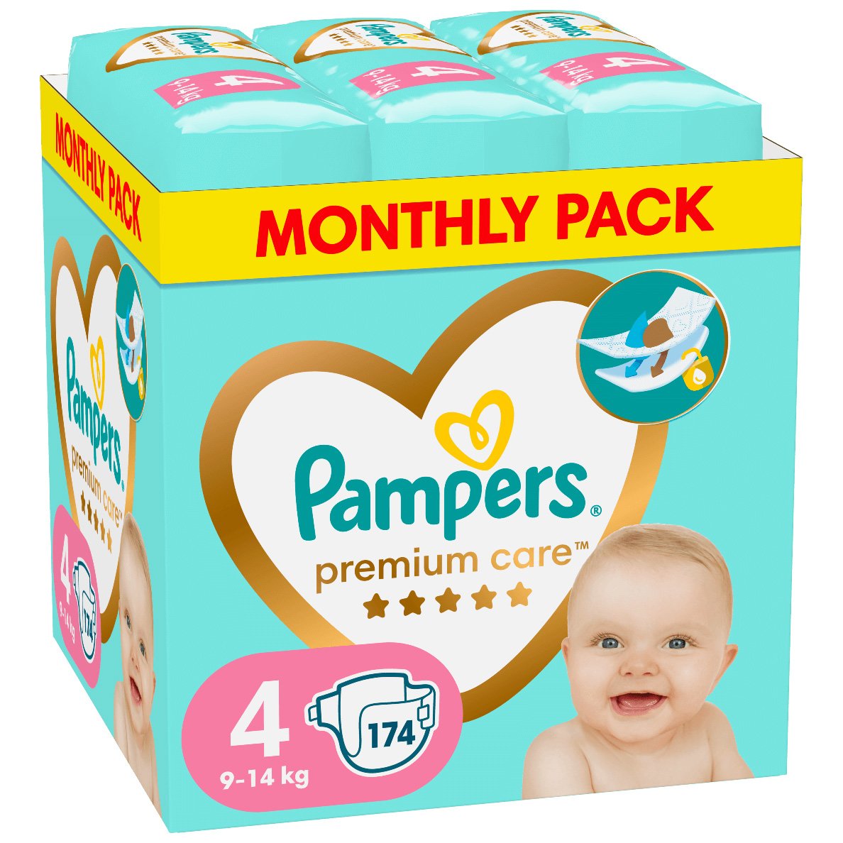 Pampers Pampers Premium Care Monthly Pack No4 (9-14kg) 174 πάνες