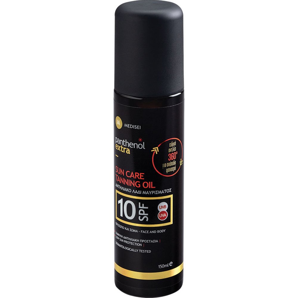 Medisei ​​​​​​Medisei Panthenol Extra Sun Care & Tanning Oil Spf10 Αντηλιακό Λάδι Μαυρίσματος για Πρόσωπο & Σώμα 150ml