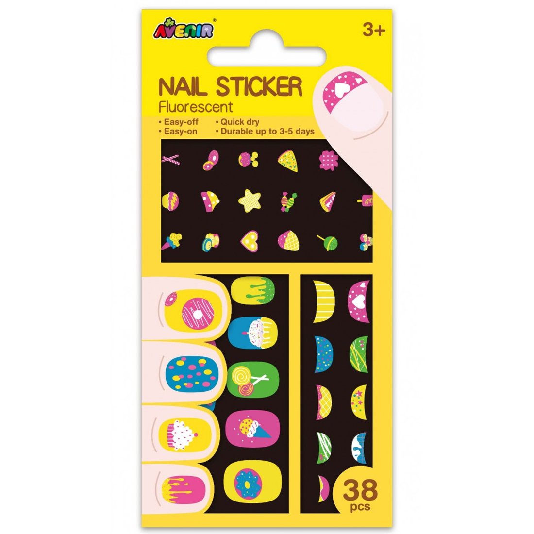 Avenir Avenir Nail Sticker Κωδ 60515 Παιδικά Αυτοκόλλητα Νυχιών 38 Τεμάχια - Cookie Fluorescence