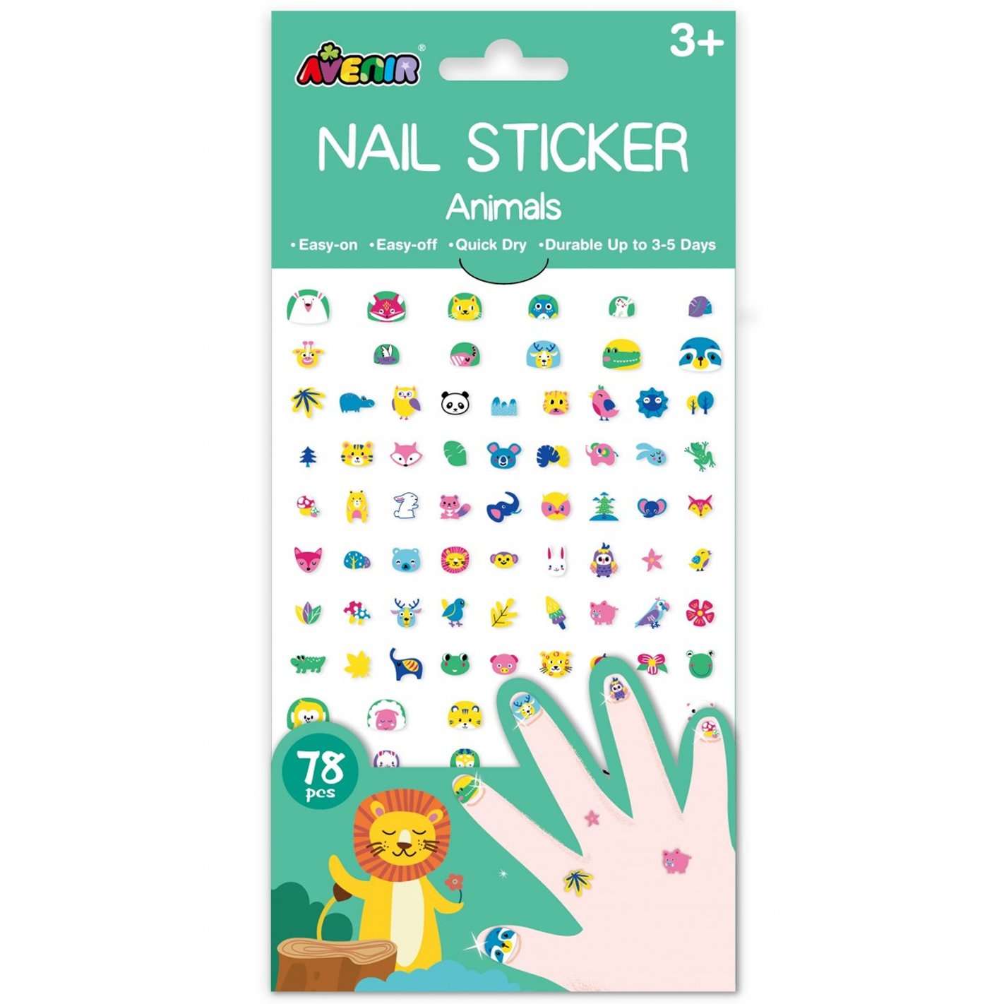 Avenir Avenir Nail Sticker Big Κωδ 60523 Παιδικά Αυτοκόλλητα Νυχιών 78 Τεμάχια - Animals