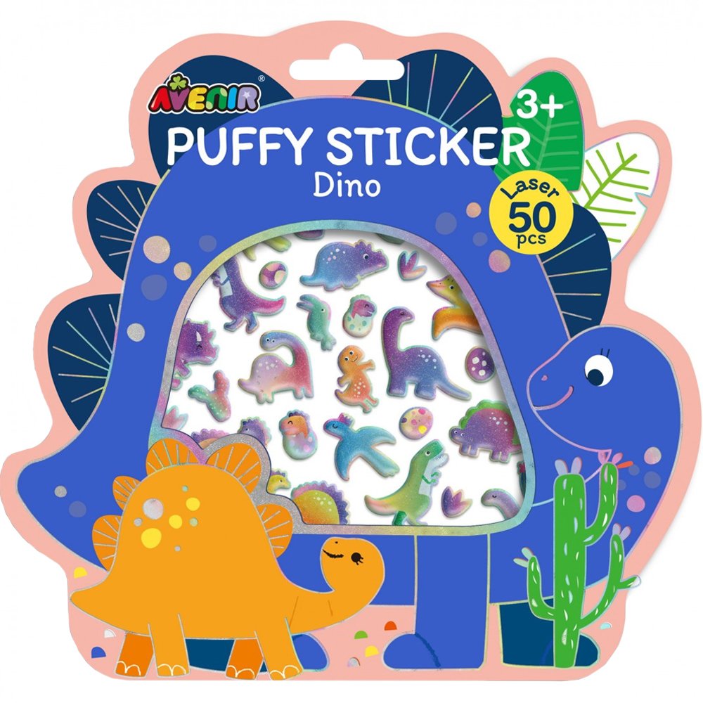 Avenir Avenir Puffy Sticker Διασκεδαστικά Τρισδιάστατα Αυτοκόλλητα Δεινοσαύρων για Παιδιά από 3 Ετών 3+ Years 50 Τεμάχια, Κωδ 60841 - Dino