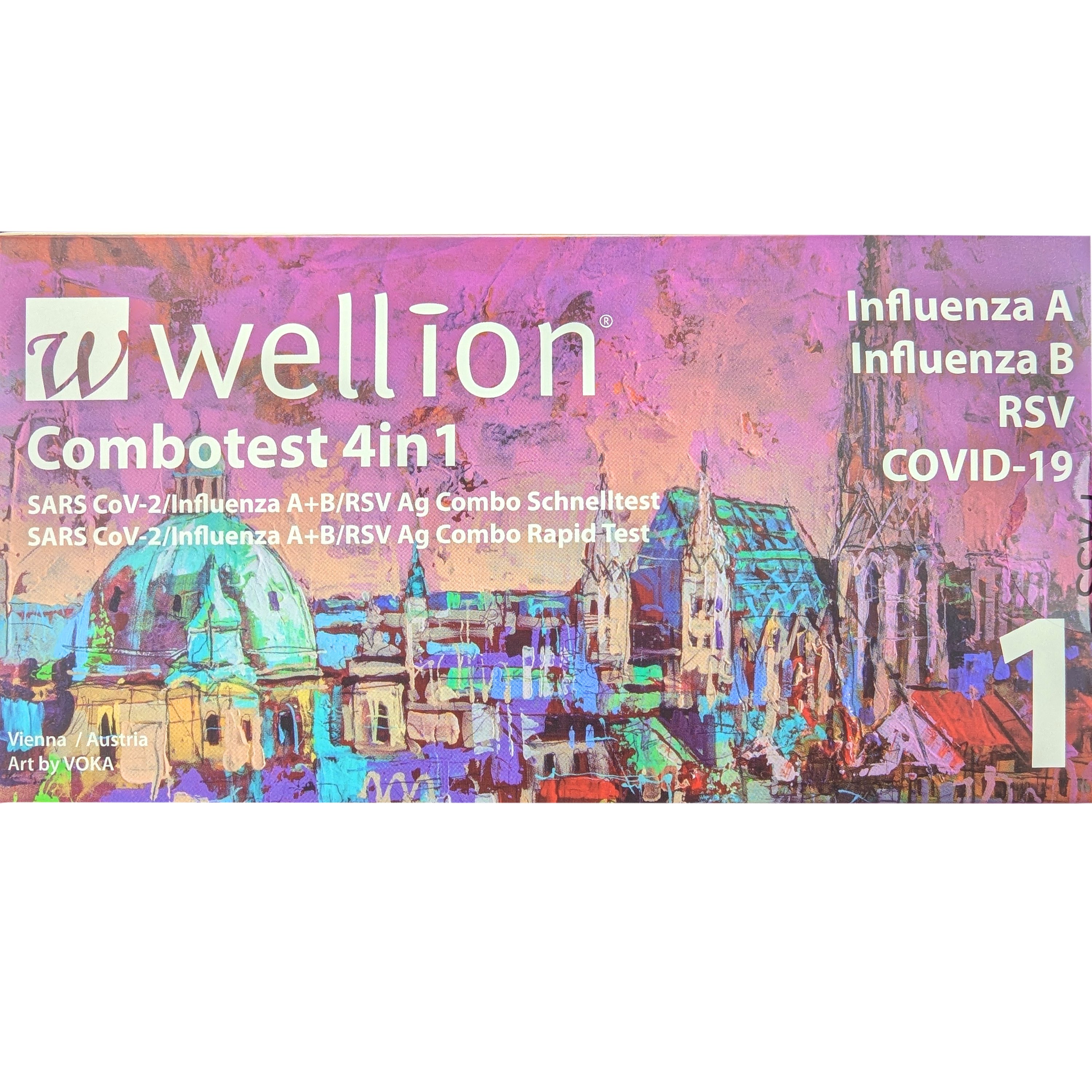 Wellion Wellion Combo 4in1 Sars-CoV-2, Influenza A+B & RSV Ag Rapid Test Αυτοδιαγνωστικό Τεστ Ποιοτικής Ανίχνευσης Αντιγόνων Covid-19, Γρίπης Τύπου Α/Β & Αναπνευστικού Συγκυτιακού Ιού RSV με Ρινοφαρυγγικό Δείγμα 1 Τεμάχιο