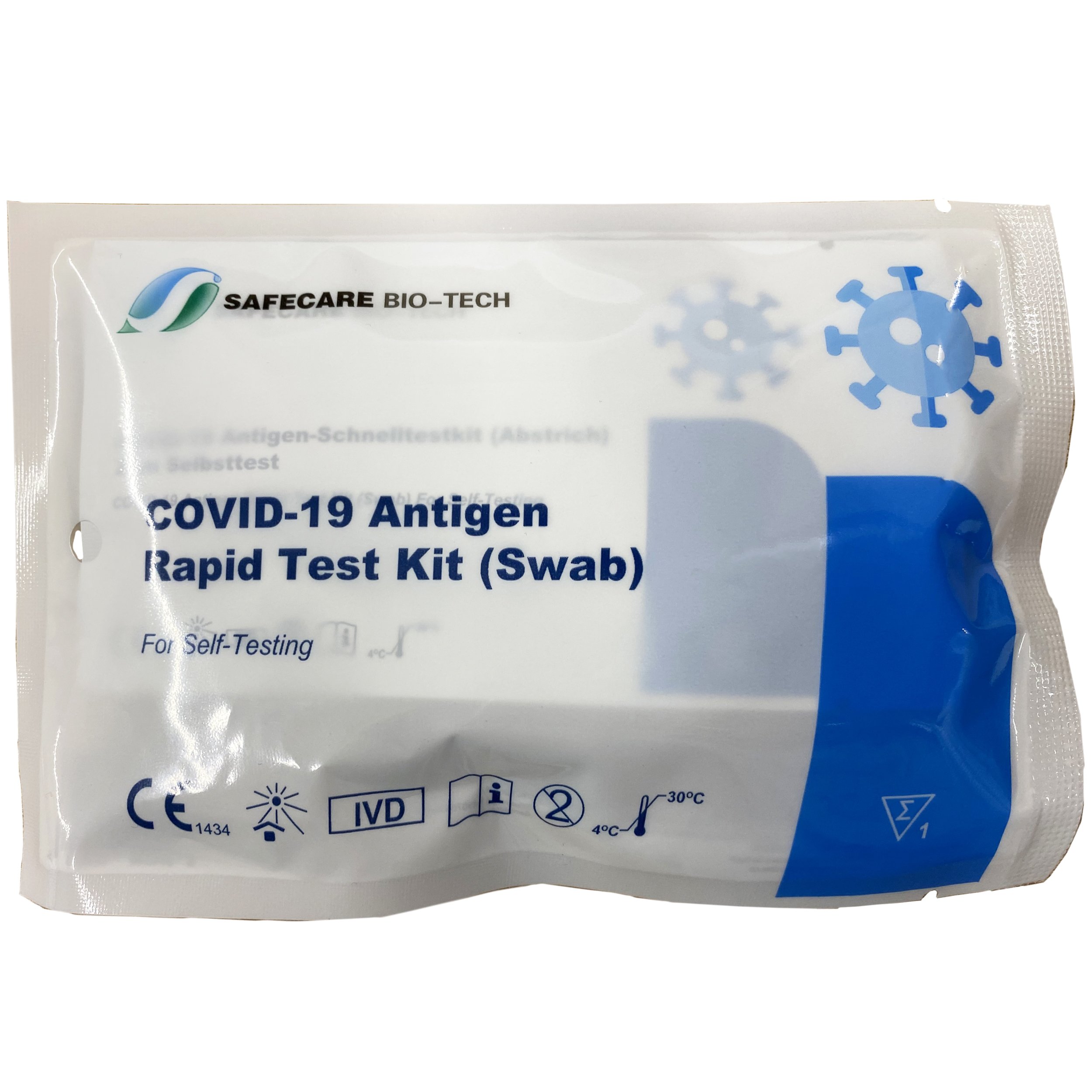 Safecare Bio-Tech Safecare Bio-Tech Covid-19 Antigen Rapid Self Test Kit (Swab) Κασέτα Αυτοελέγχου Ταχείας Ανίχνευσης Αντιγόνου Covid-19 με Ρινοφαρυγγικό Δείγμα 1 Τεμάχιο