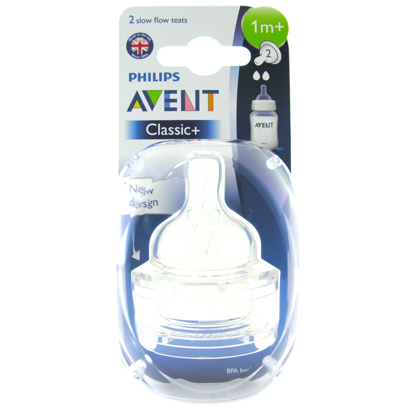 Philips Avent Avent Classic+ Θηλή Σιλικόνης με 2 Οπές για Αργή Ροή 1+ Μηνών 2τμχ