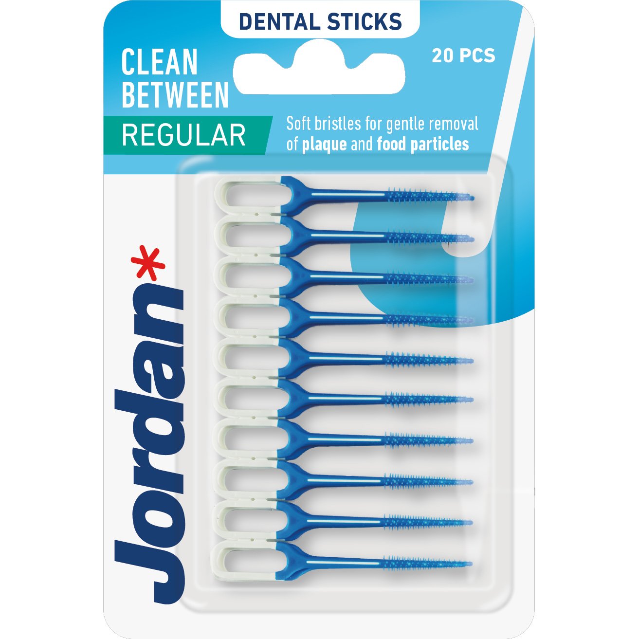 Jordan Clean Between Dental Sticks Μεσοδόντια Βουρτσάκια για την Αφαίρεση της Πλάκας & των Υπολειμμάτων 20 Τεμάχια Κωδ 310052 – Regular