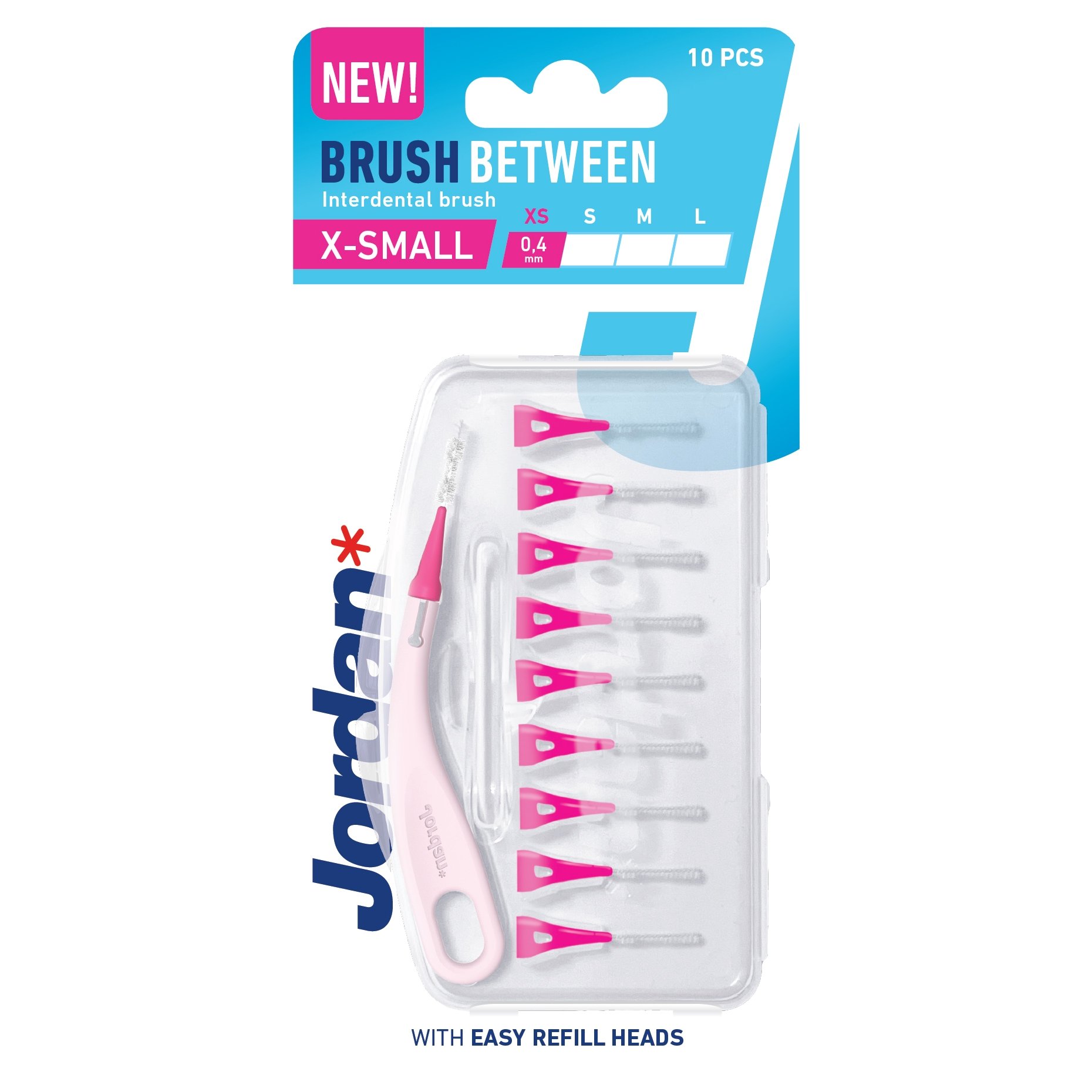 Jordan Brush Between Interdental Brush Μεσοδόντια Βουρτσάκια με Εργονομική Κυρτή Λαβή  10 Τεμάχια – Extra Small (0.4mm)