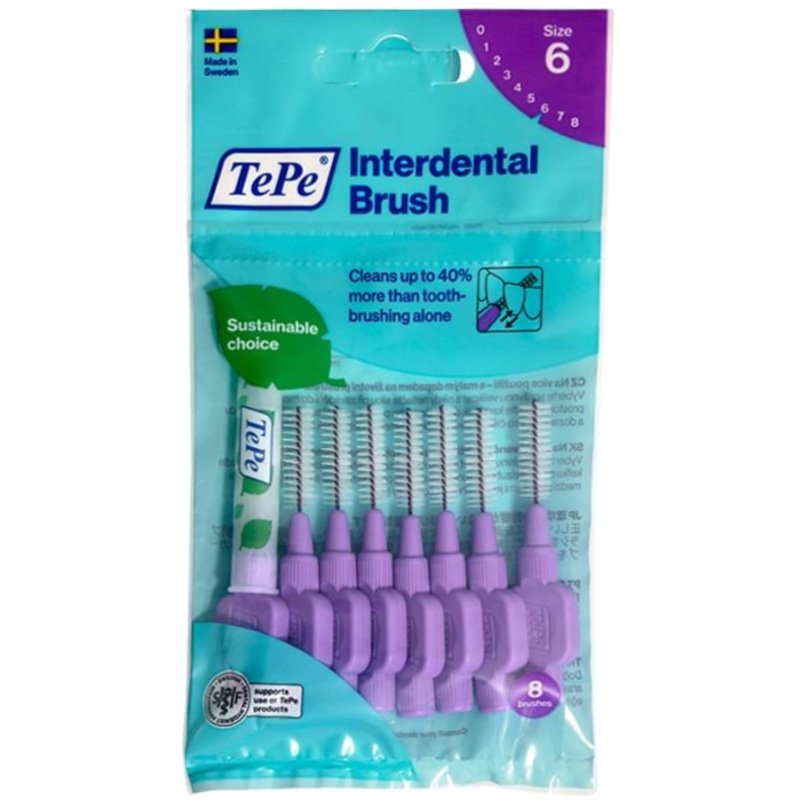 Tepe Interdental Brush Original Μεσοδόντια Βουρτσάκια για Υγιή Δόντια & Ούλα 8 Τεμάχια – Size 6 / 1.1mm