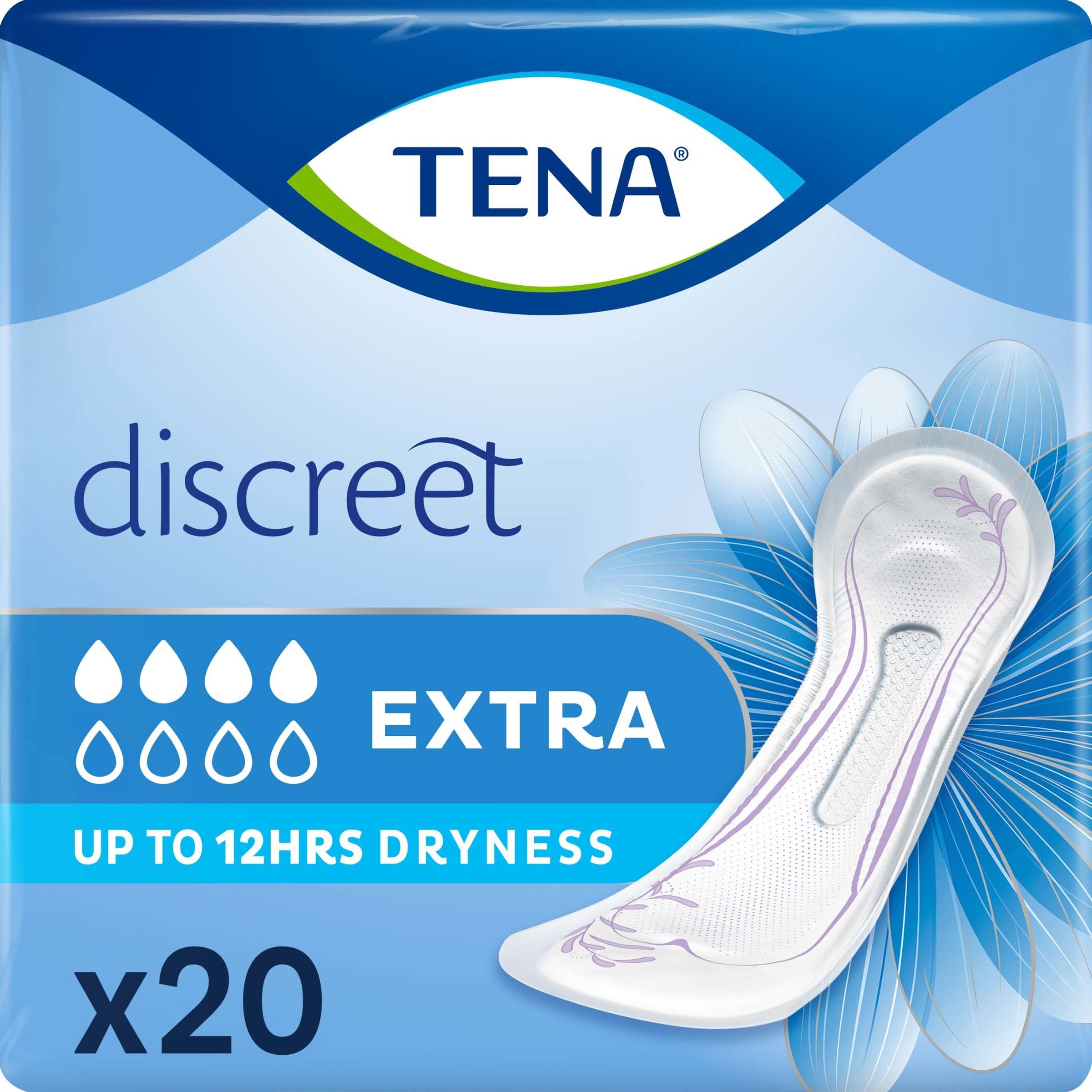 Tena Tena Discreet Extra with InstaDry Zone Σερβιέτες για Μέτρια Μορφή Ακράτειας 20 Τεμάχια