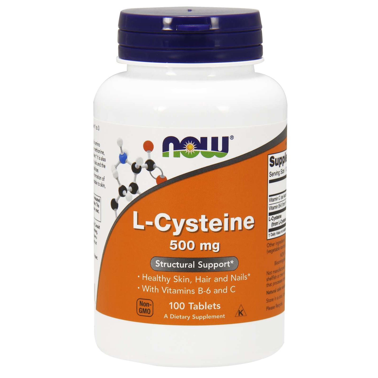 Now Now Foods L-Cysteine 500mg (With Vitamin Β-6 & C) Συμπλήρωμα Διατροφής L Κυστεΐνης για Υγιή Νύχια, Μαλλιά & Δέρμα 100Tablets