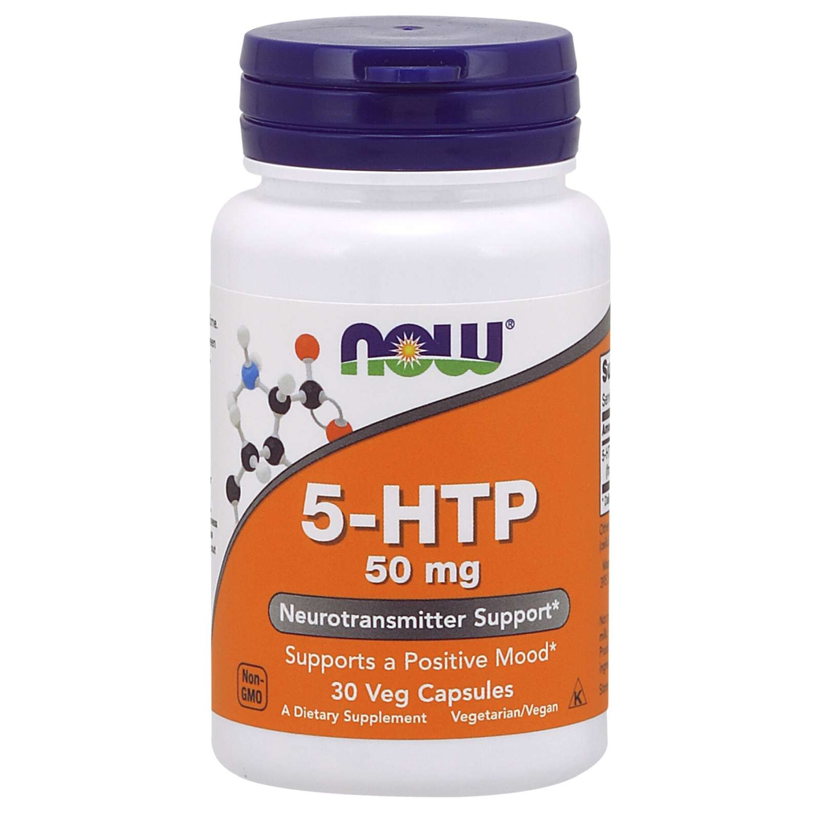 Now Now Foods 5-HTP 50mg Συμπλήρωμα Διατροφής για την Αύξηση των Επιπέδων Σεροτονίνης στον Οργανισμό 30veg.caps