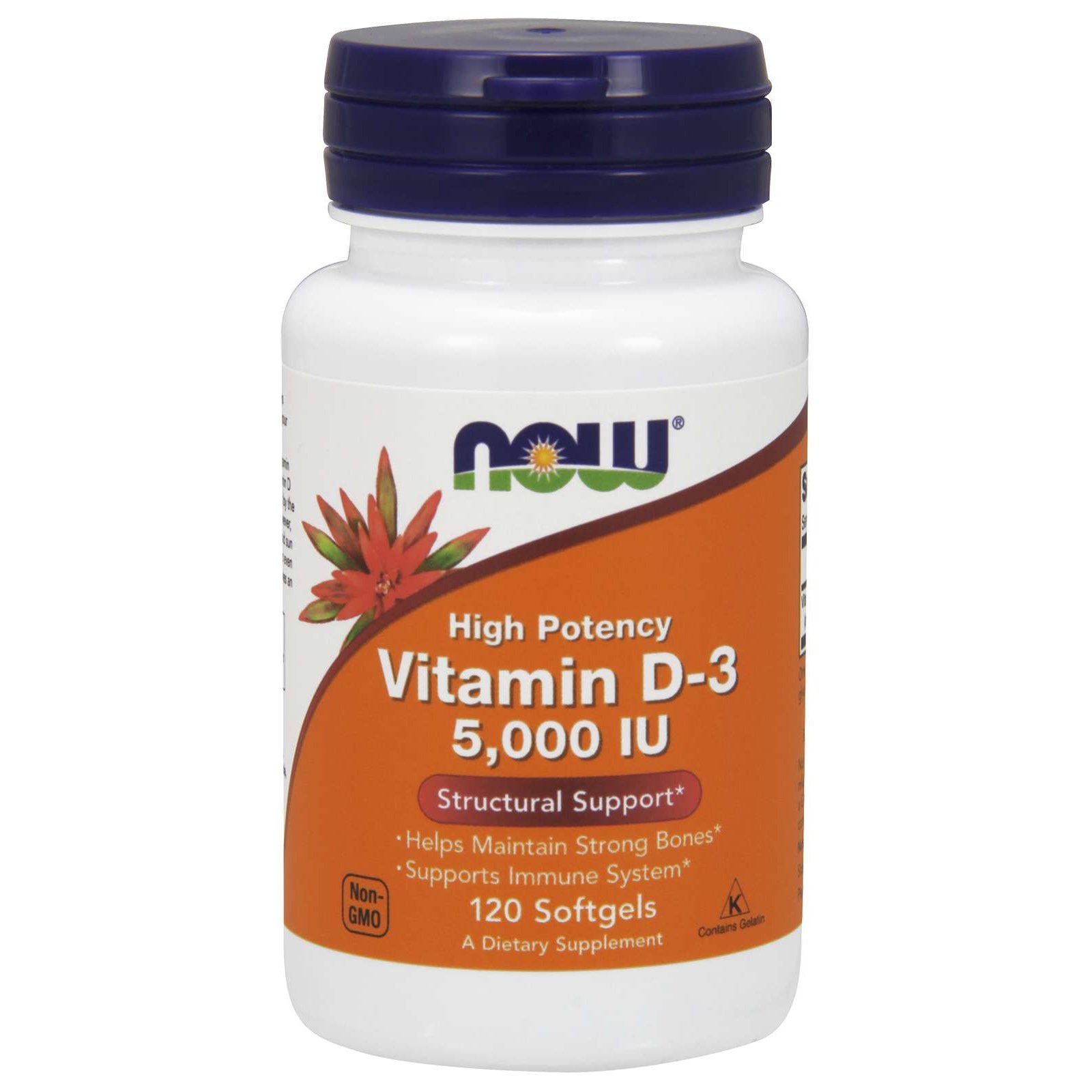 Now Now Foods Vitamin D3 5.000 IU Συμπλήρωμα Διατροφής με τη πιο Βιοδιαθέσιμη Μορφή Βιταμίνης D 120 softgels