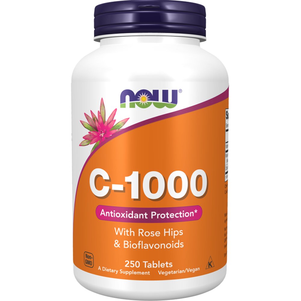 Now Now Foods Vitamin C-1000 with Rose Hips & Bioflavonoids Συμπλήρωμα Διατροφής με Βιταμίνης C, Σκόνη Αγριοτριανταφυλλιάς & Σύμπλεγμα από Βιοφλαβονοειδή Εσπεριδοειδών για Ενίσχυση του Ανοσοποιητικού & Ολοκληρωμένη Αντιοξειδωτική Προστασία 250tabs