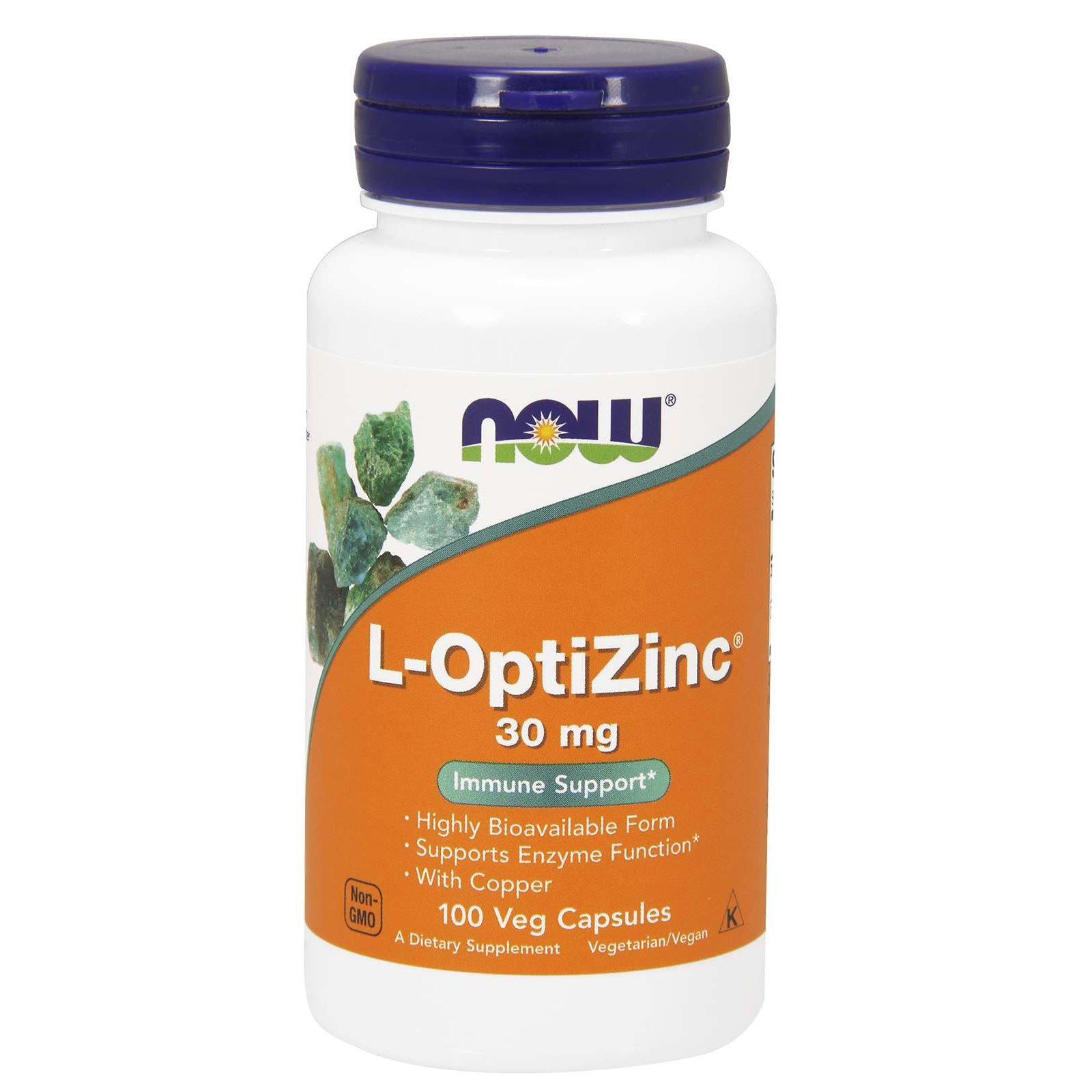 Now Now Foods L-Optizinc 30mg & Copper Συμπλήρωμα Διατροφής Ψευδαργύρου Μέγιστης Απορρόφησης 100veg.caps