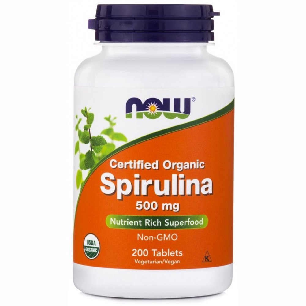 Now Now Foods Spirulina 500mg Organic Συμπλήρωμα Διατροφής με Σπιρουλίνα για Τόνωση, Πηγή Πρωτεΐνης με Αντιοξειδωτική Δράση 200tabs