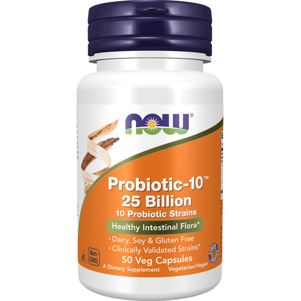 Now Now Foods Probiotic-10 25 Billion Συμπλήρωμα Διατροφής Προβιοτικών για την Καλή Λειτουργία του Εντέρου & Αντιμετώπιση Γαστροπεπτικών Διαταραχών 50 Veg.caps